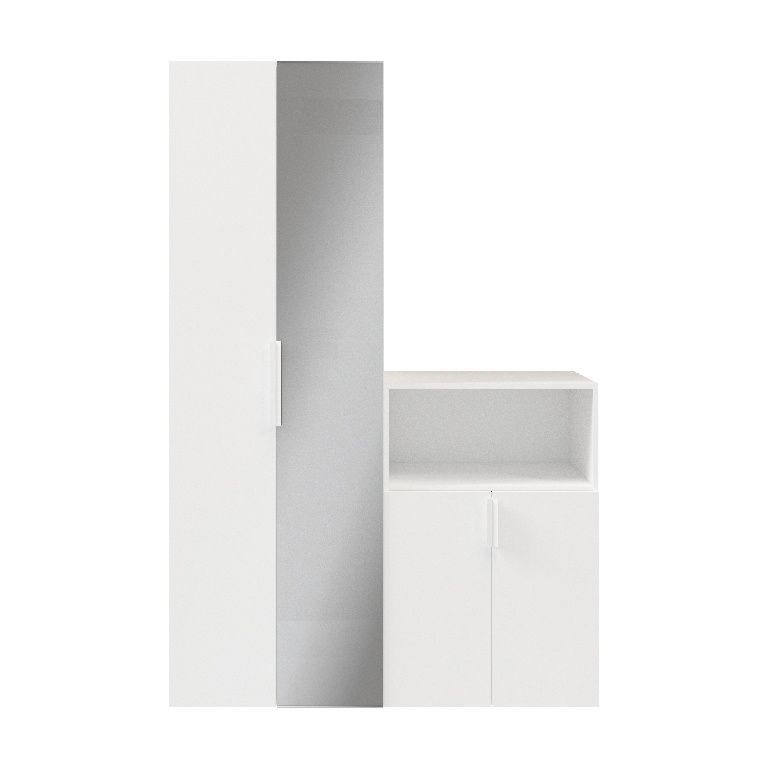 GoodHome Atomia White With 1 mirror door Medium Hallway storage unit kit (H)2250mm