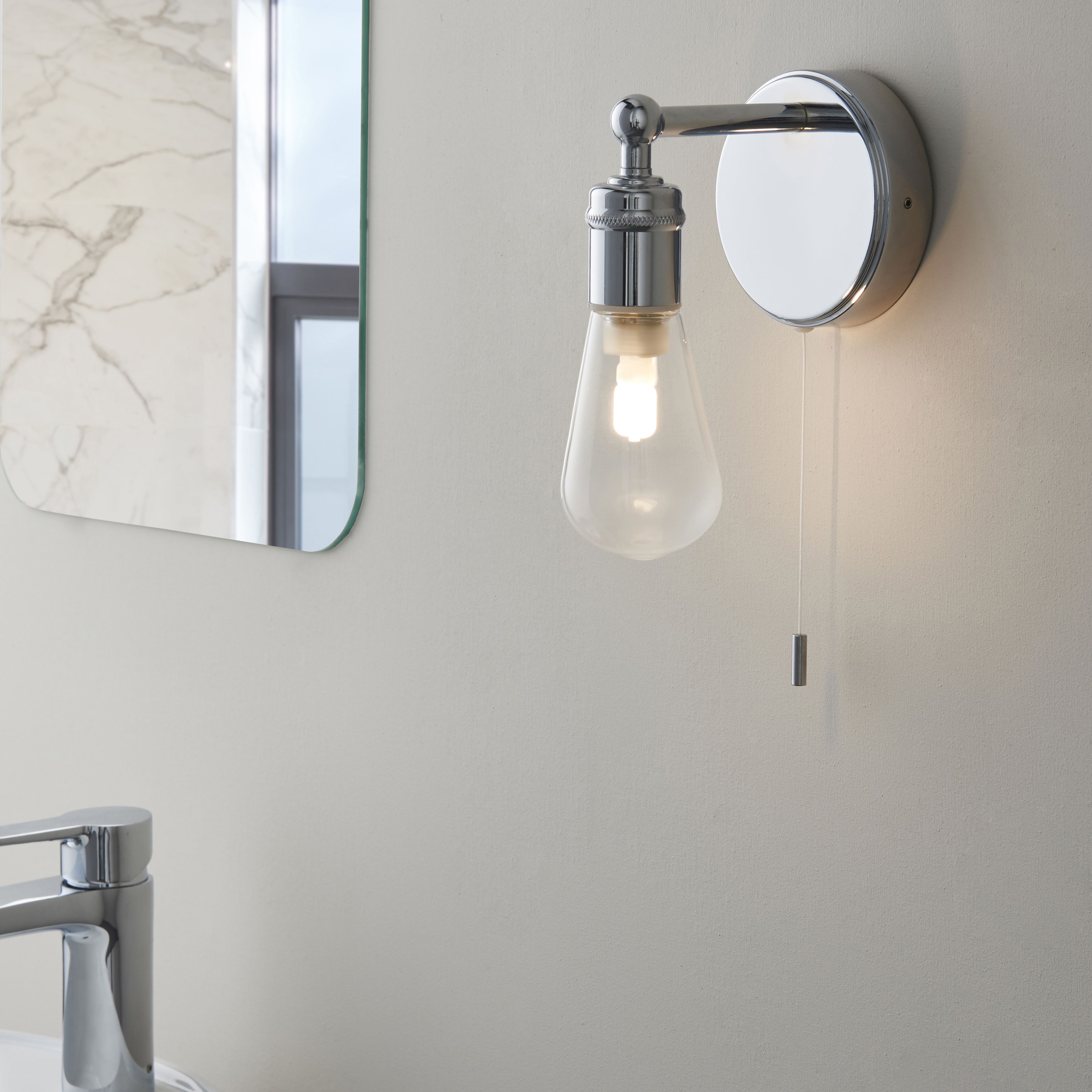 GoodHome Audun Chrome Effect Bathroom Wired Wall Light | DIY At B&Q