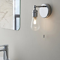 GoodHome Audun Chrome effect Bathroom Wired Wall light