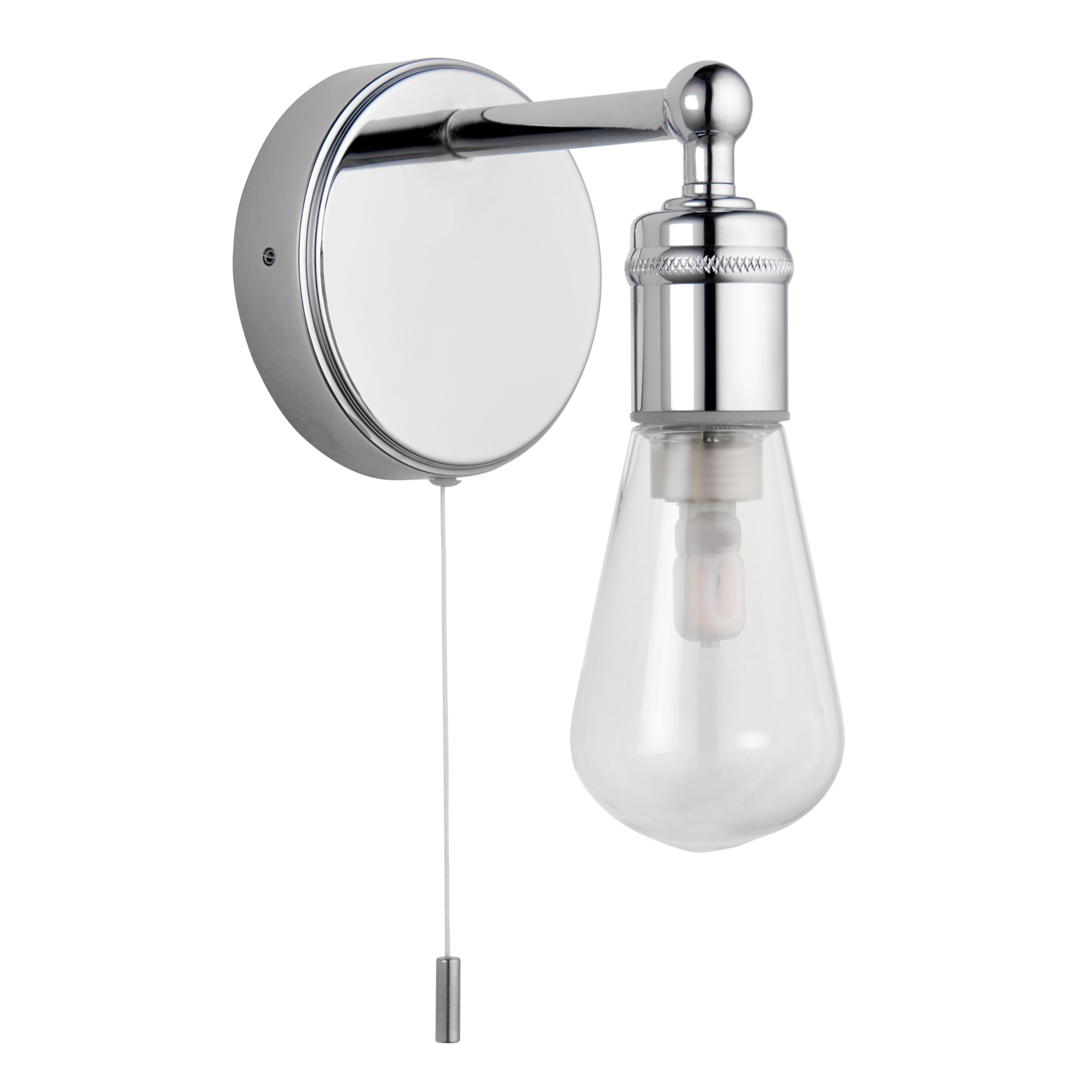 GoodHome Audun Chrome effect Bathroom Wired Wall light