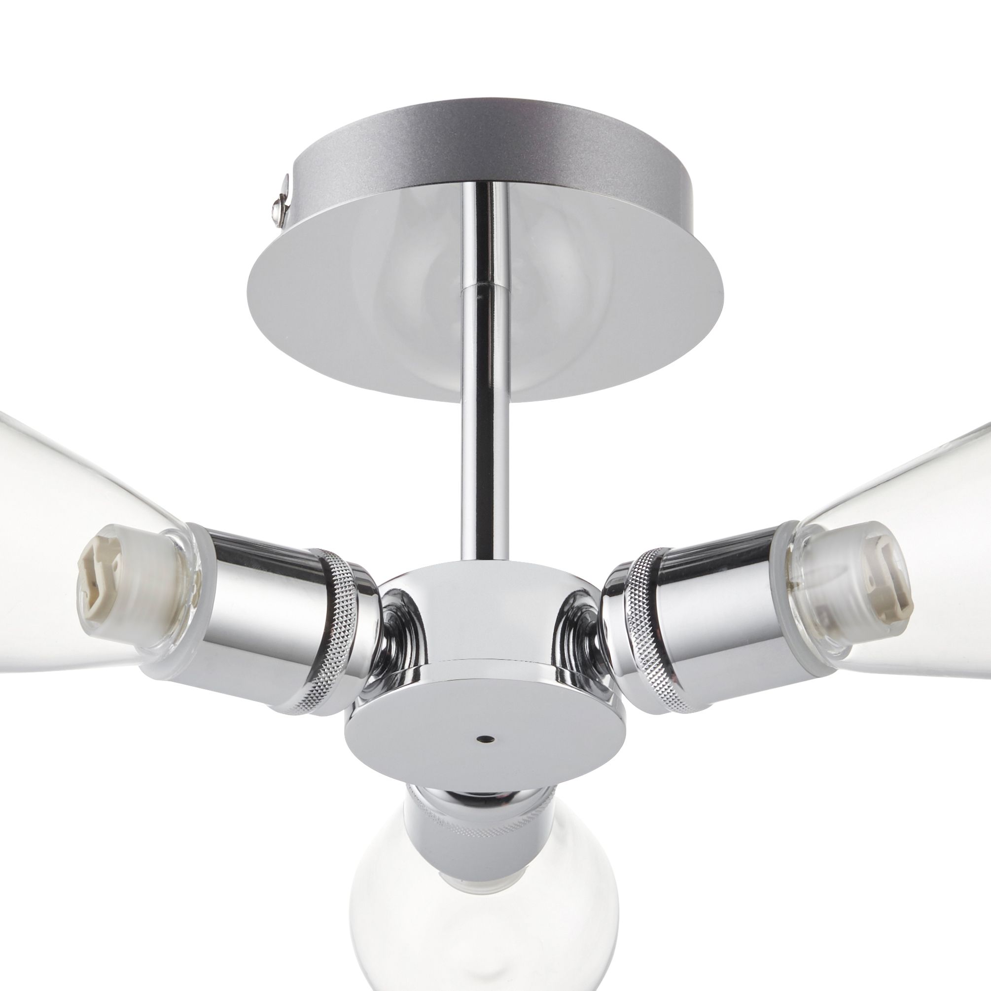 GoodHome Audun Glass & metal Chrome effect 3 Lamp Bathroom Ceiling light