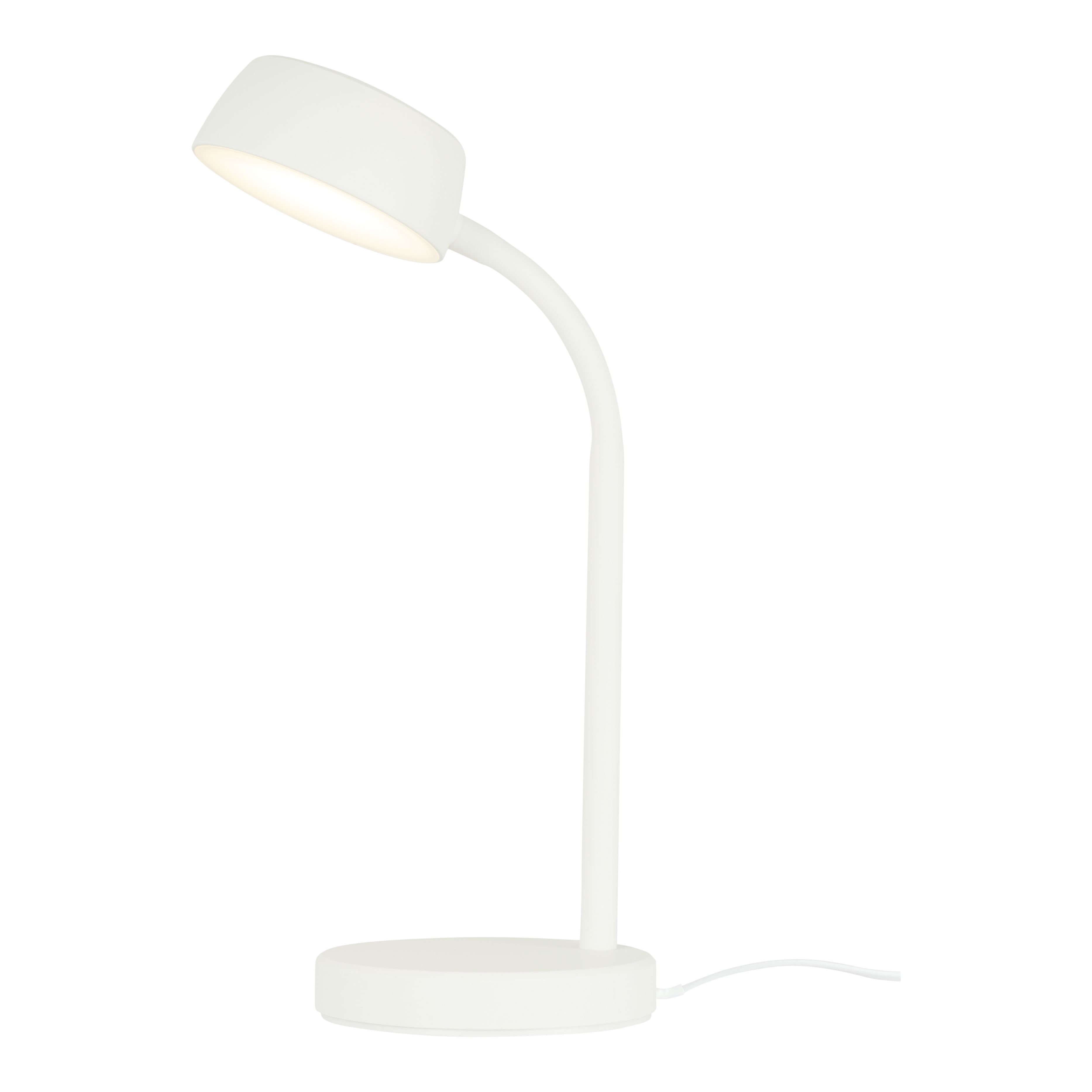 GoodHome Auklet Cylinder Matt White Integrated LED Table lamp
