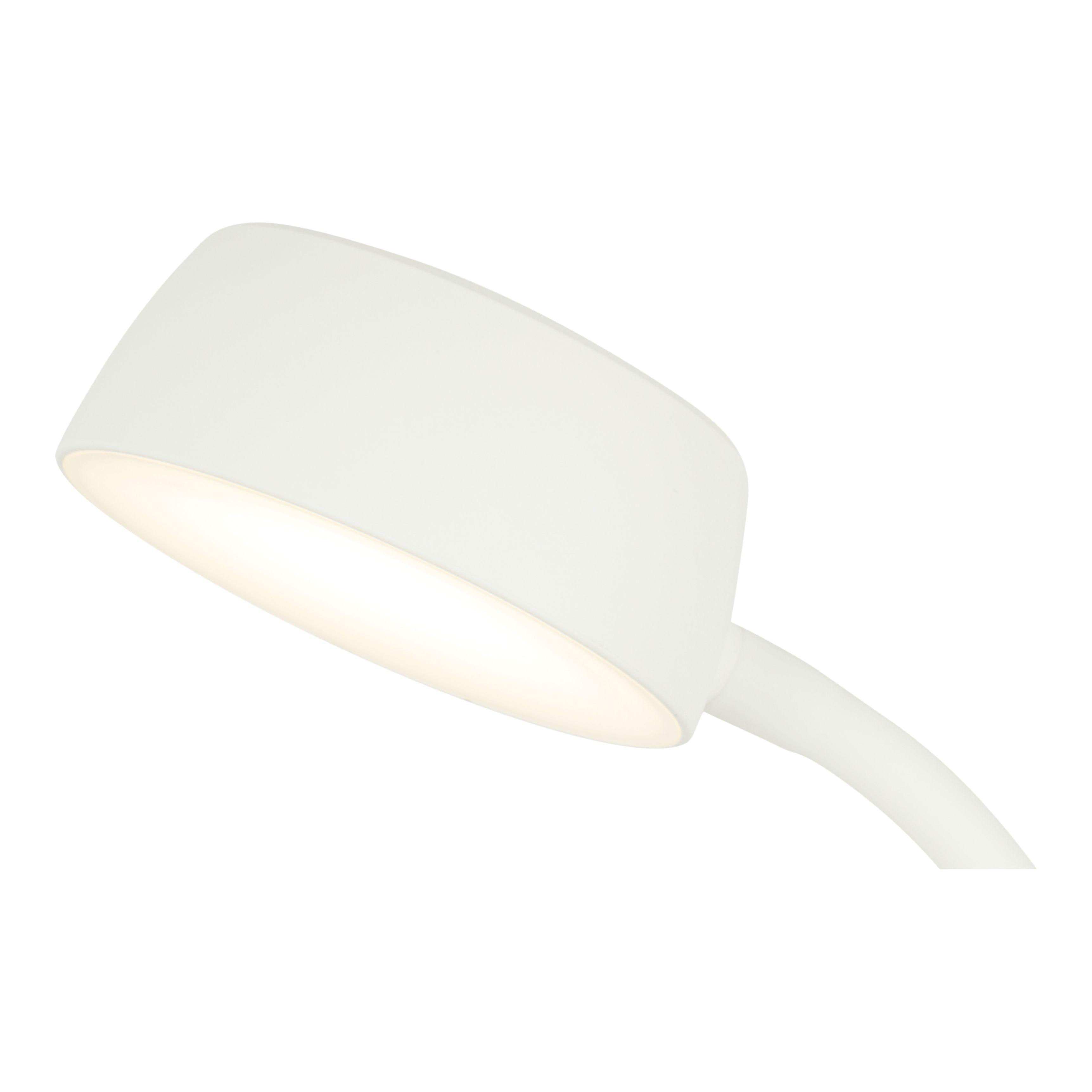 GoodHome Auklet Cylinder Matt White Integrated LED Table lamp