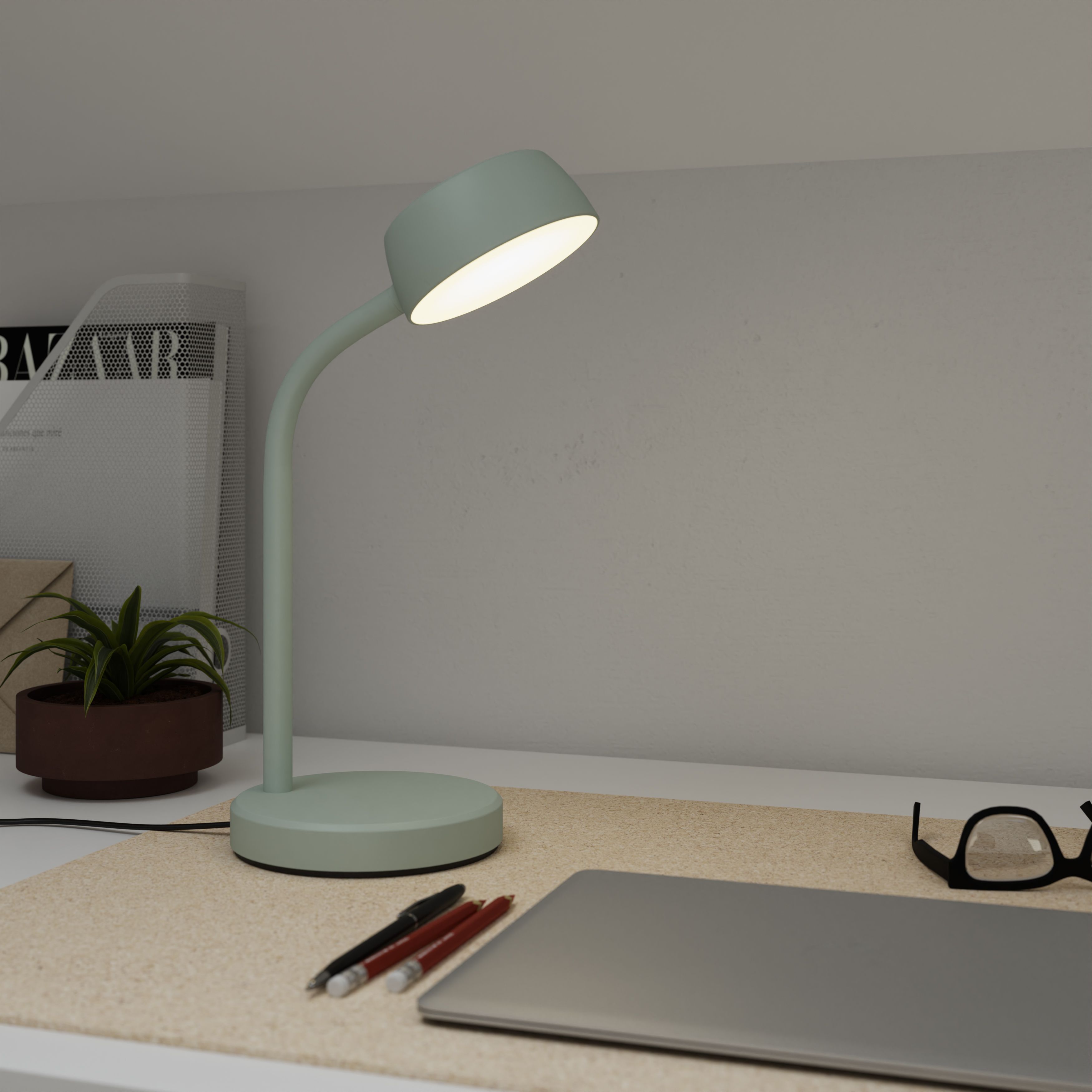 GoodHome Auklet Matt Blue Integrated LED Table lamp