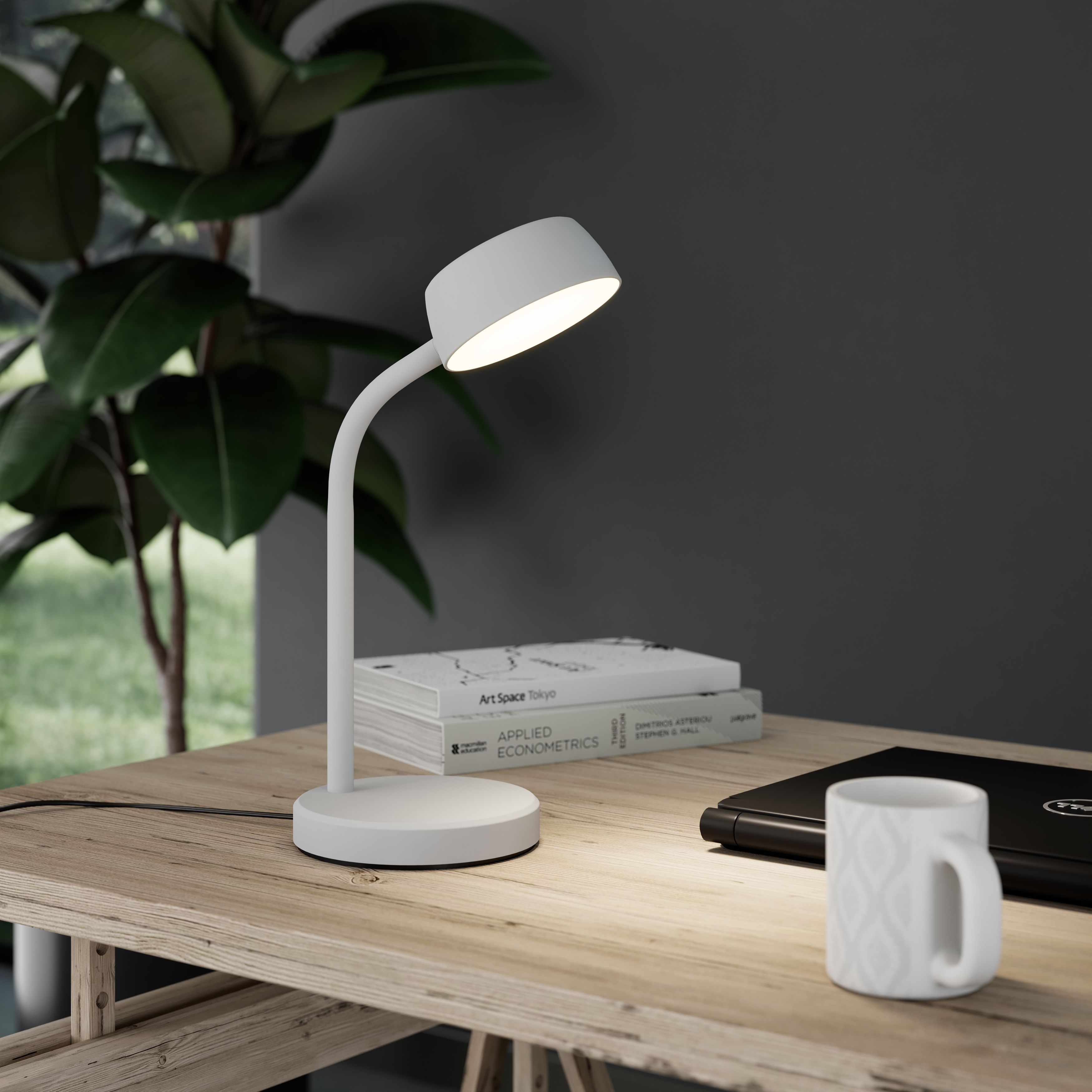 GoodHome Auklet Matt Grey Integrated LED Table lamp