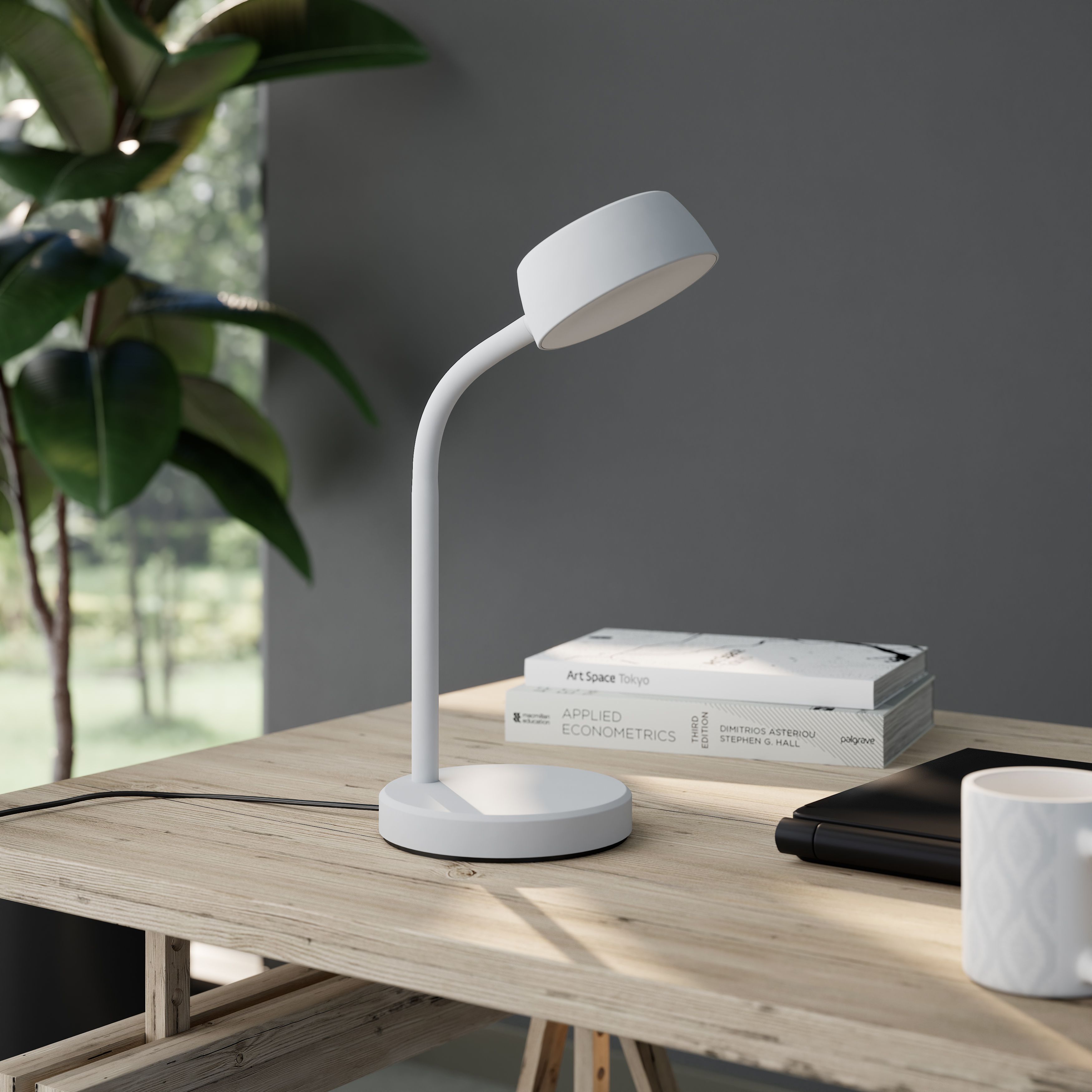 GoodHome Auklet Matt Grey Integrated LED Table lamp
