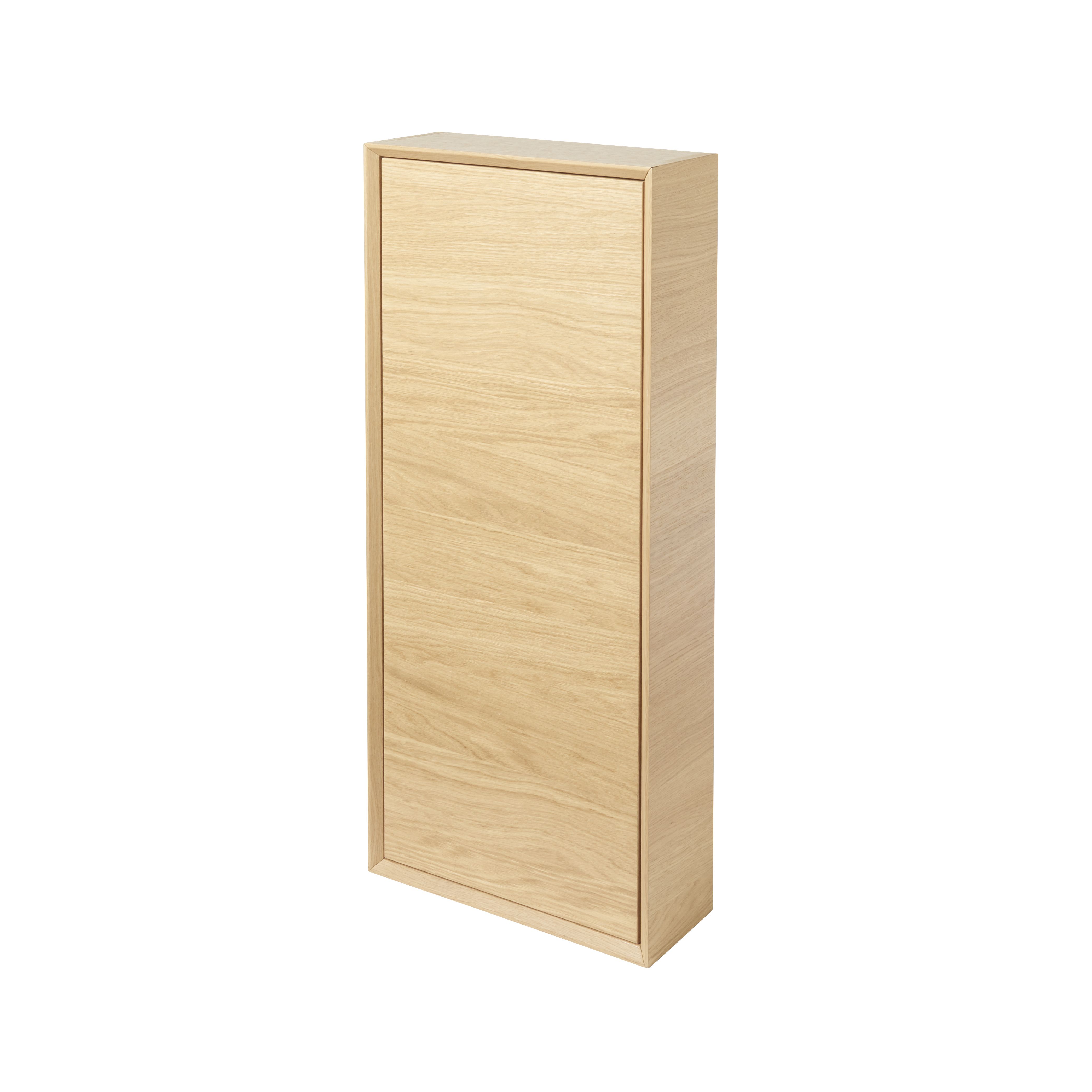 GoodHome Avela Matt Oak Veneer Single Bathroom Wall cabinet Non-mirrored (H)90cm (W)40cm