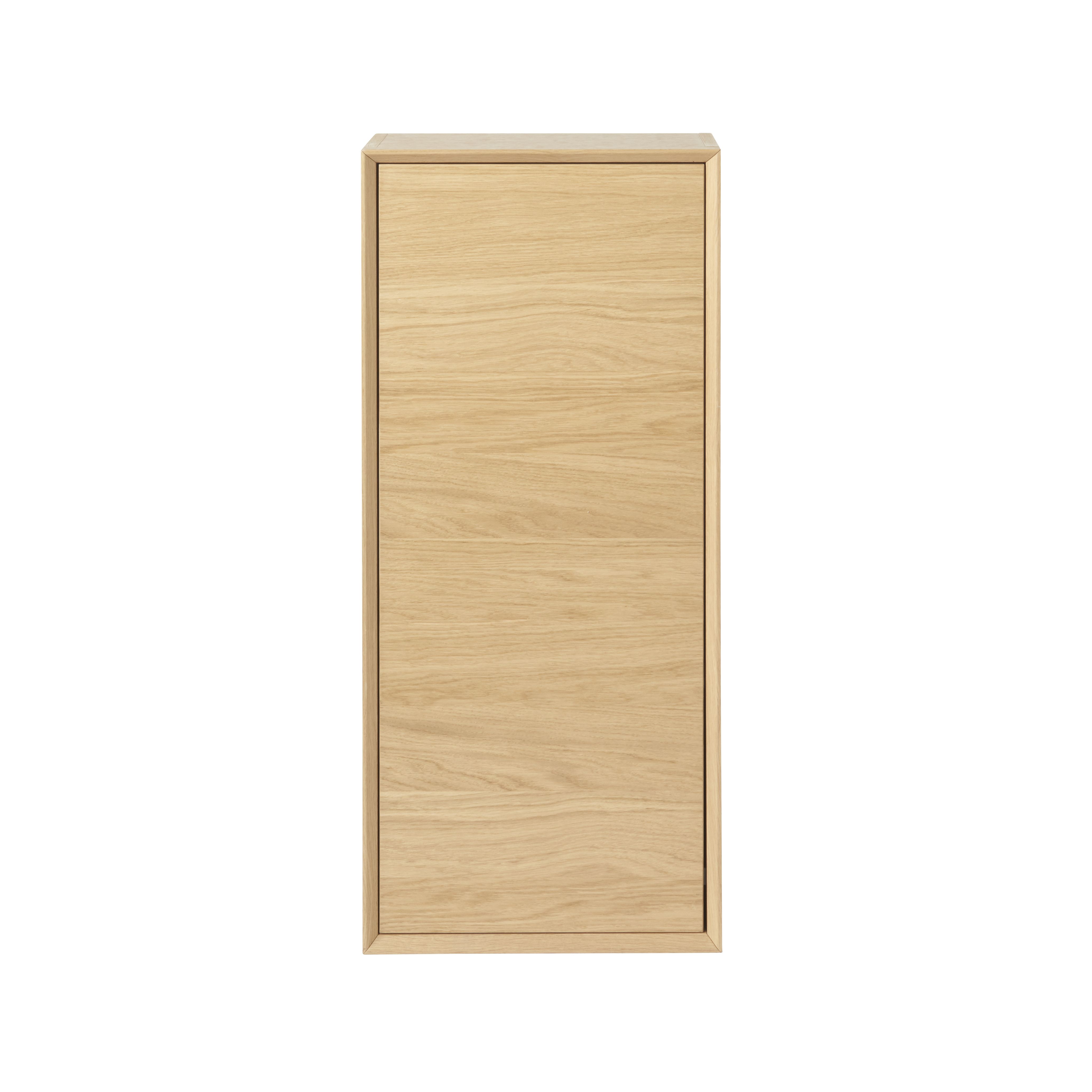 GoodHome Avela Matt Oak Veneer Single Bathroom Wall cabinet Non-mirrored (H)90cm (W)40cm
