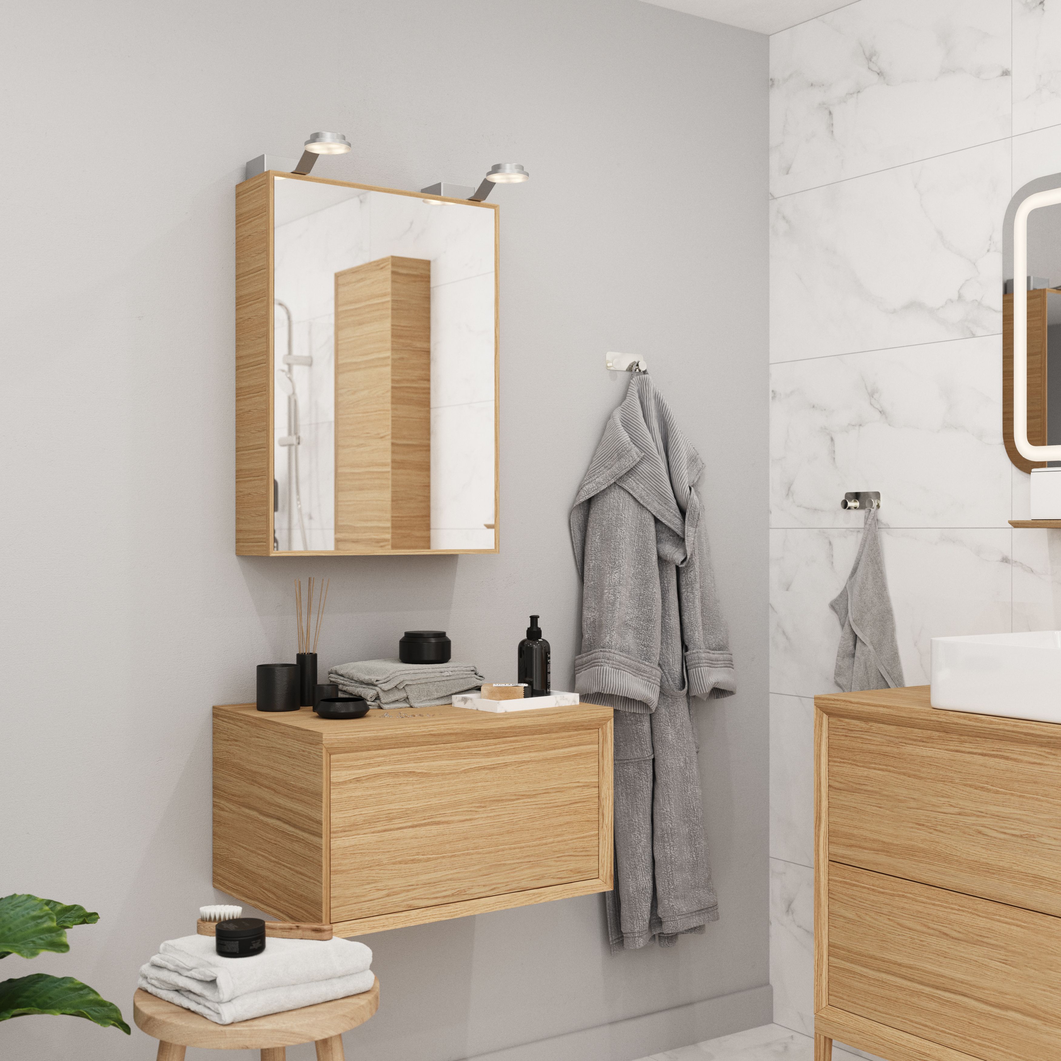 GoodHome Avela Matt Oak Veneer Square edge Chipboard Worktop (T) 1.8cm x (L) 60cm x (W) 45.1cm
