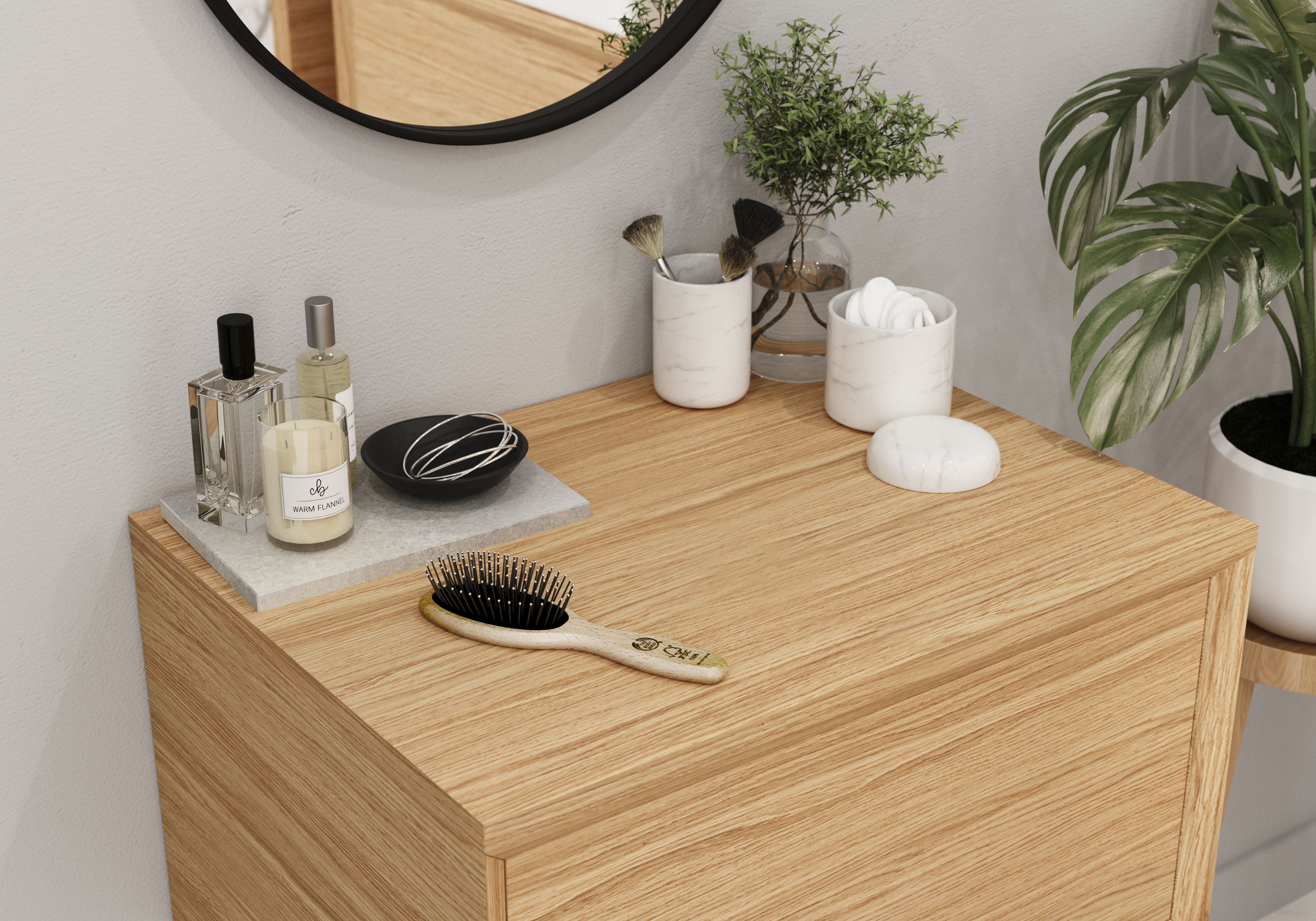 GoodHome Avela Matt Oak Veneer Square edge Chipboard Worktop (T) 1.8cm x (L) 60cm x (W) 45.1cm