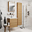 GoodHome Avela Matt Oak Veneer Wall-mounted Bathroom Vanity unit (H) 600mm (W) 600mm