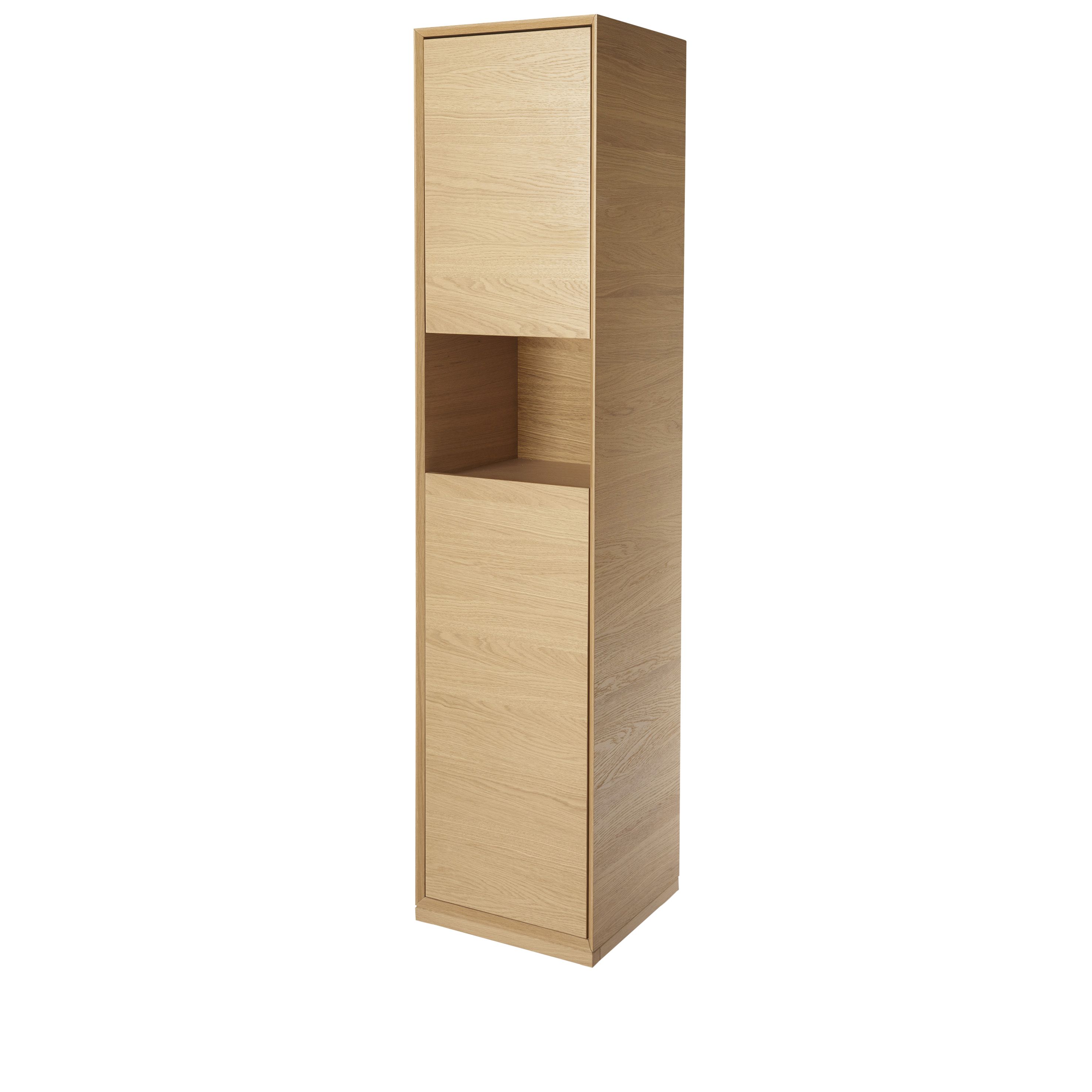 GoodHome Avela Tall Matt Oak Veneer Single Wall-mounted Bathroom Cabinet (H)170cm (W)40cm