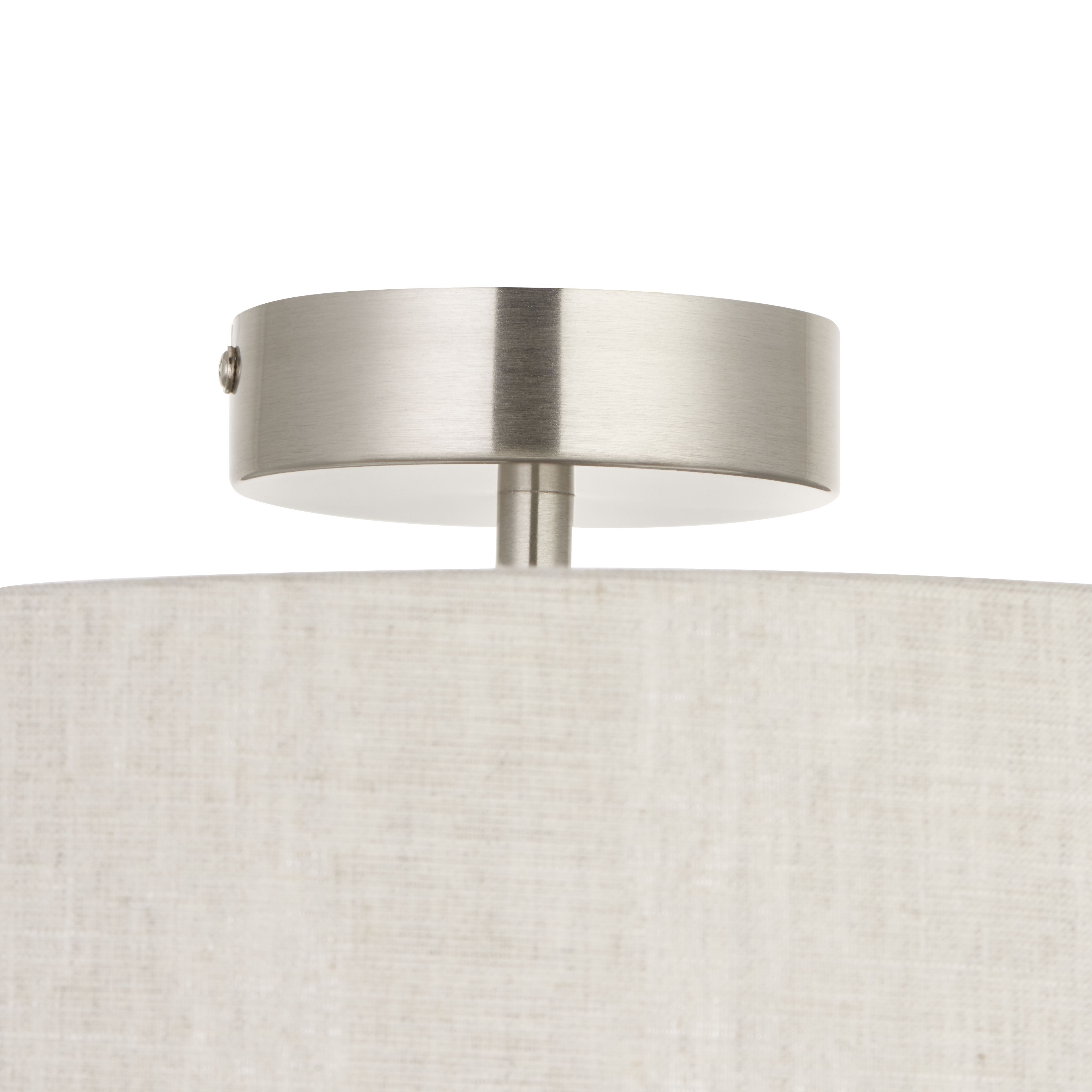 GoodHome Ayshire Traditional Fabric & metal Nickel effect 3 Lamp Ceiling light