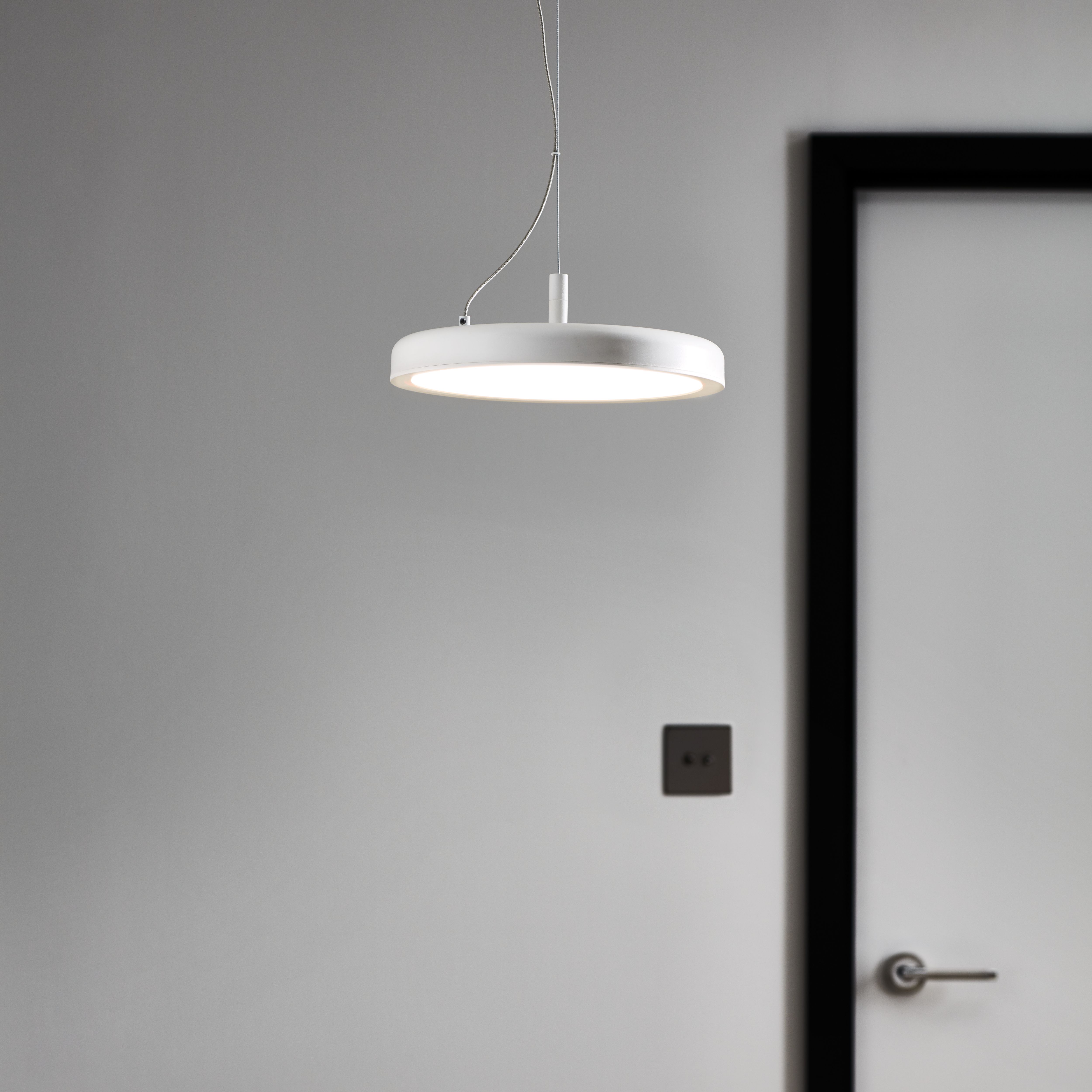GoodHome Azagny Pendant Matt White Sand effect LED Pendant ceiling light, (Dia)250mm