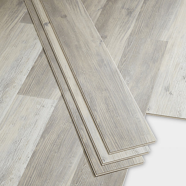Goodhome Baa Grey White Wood, White Luxury Vinyl Plank Flooring