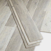 GoodHome Bachata Grey & white Wood effect Vinyl tile, 2.56m² of 14