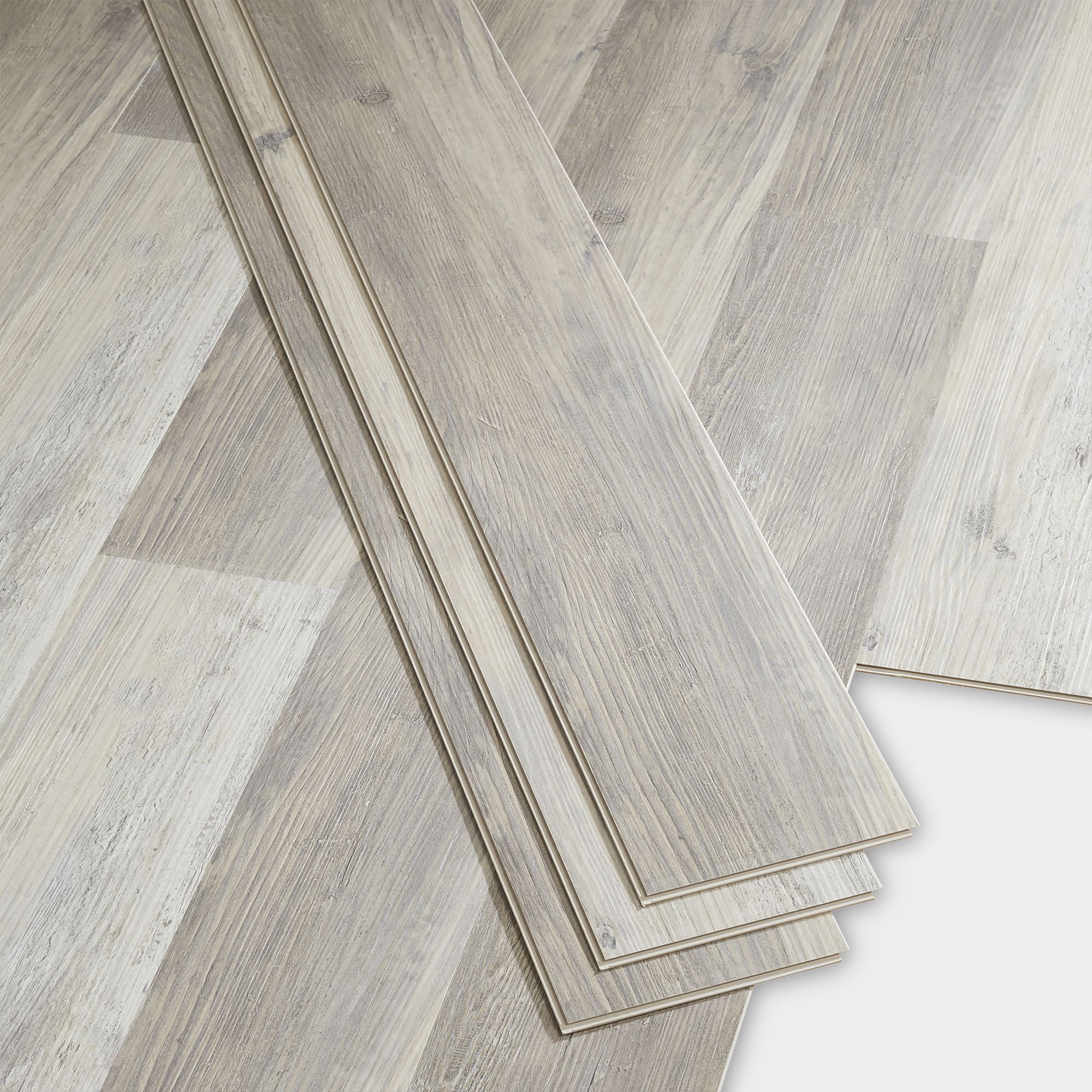 GoodHome Bachata Grey & white Wood effect Vinyl tile, 2.56m² of 14 ...