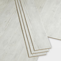 GoodHome Bachata Rustic white Wood effect Vinyl tile, 2.56m² of 14