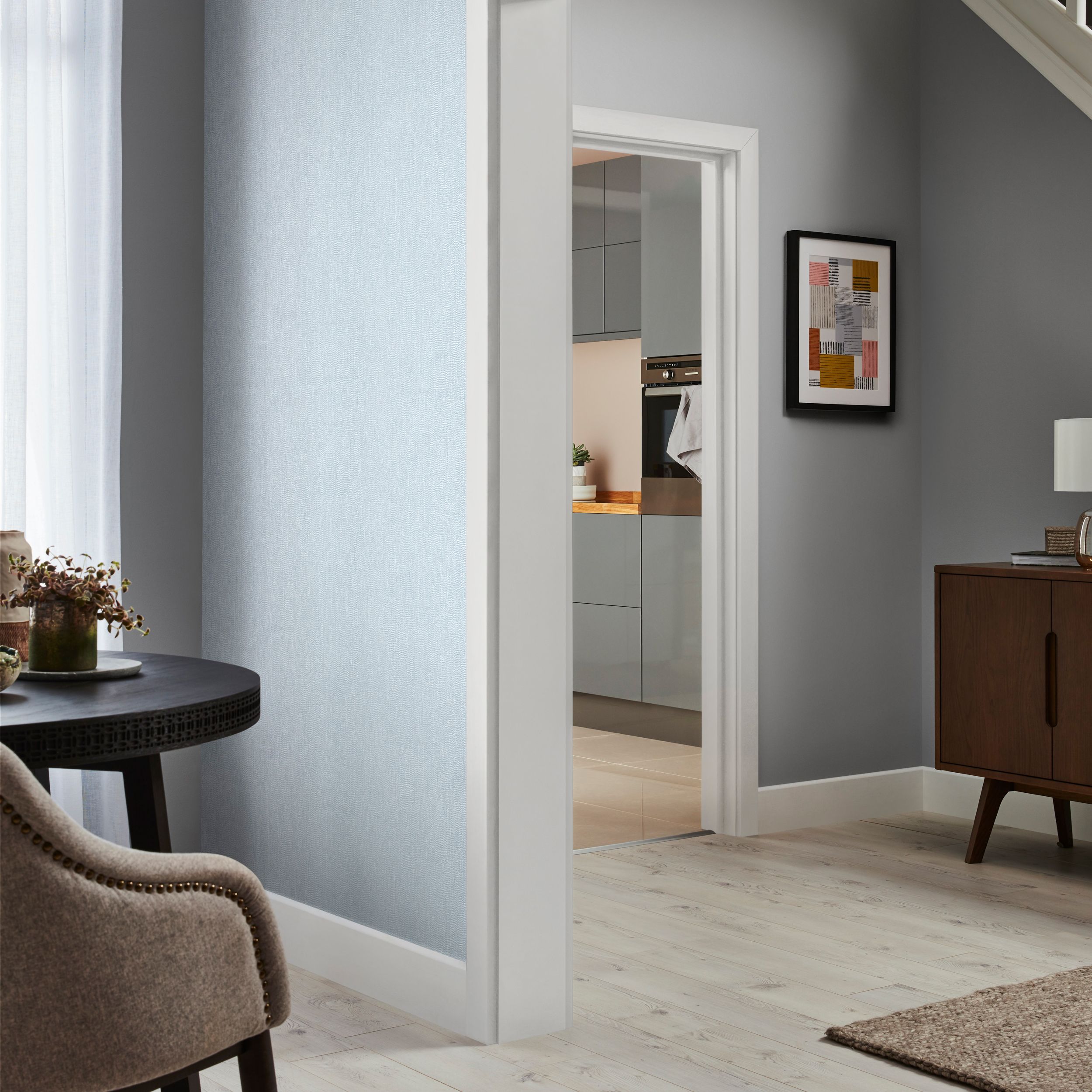 GoodHome Bacopa Teal Metallic effect Textured Wallpaper