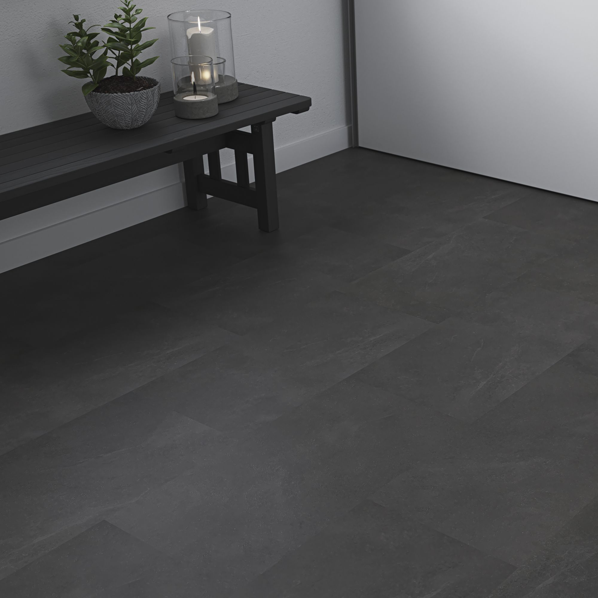 GoodHome Baila Black Slate effect Textured Click vinyl Click flooring, 2.23m²