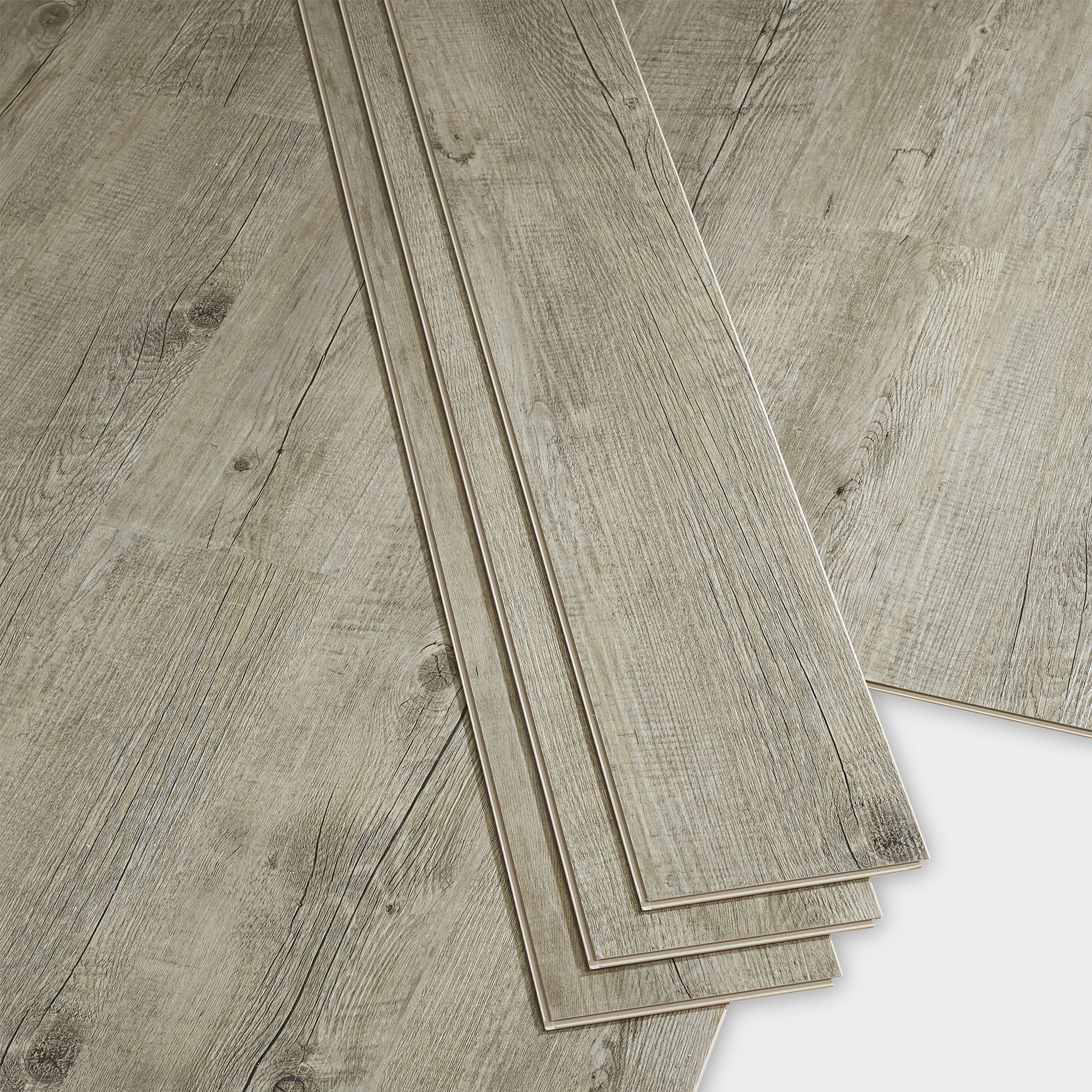 GoodHome Baila Distressed grey-brown oak Textured Straight Wood effect ...