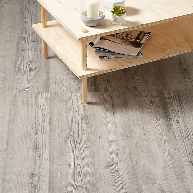 Goodhome Bailieston Grey Oak Effect, White Wood Laminate Flooring B Q