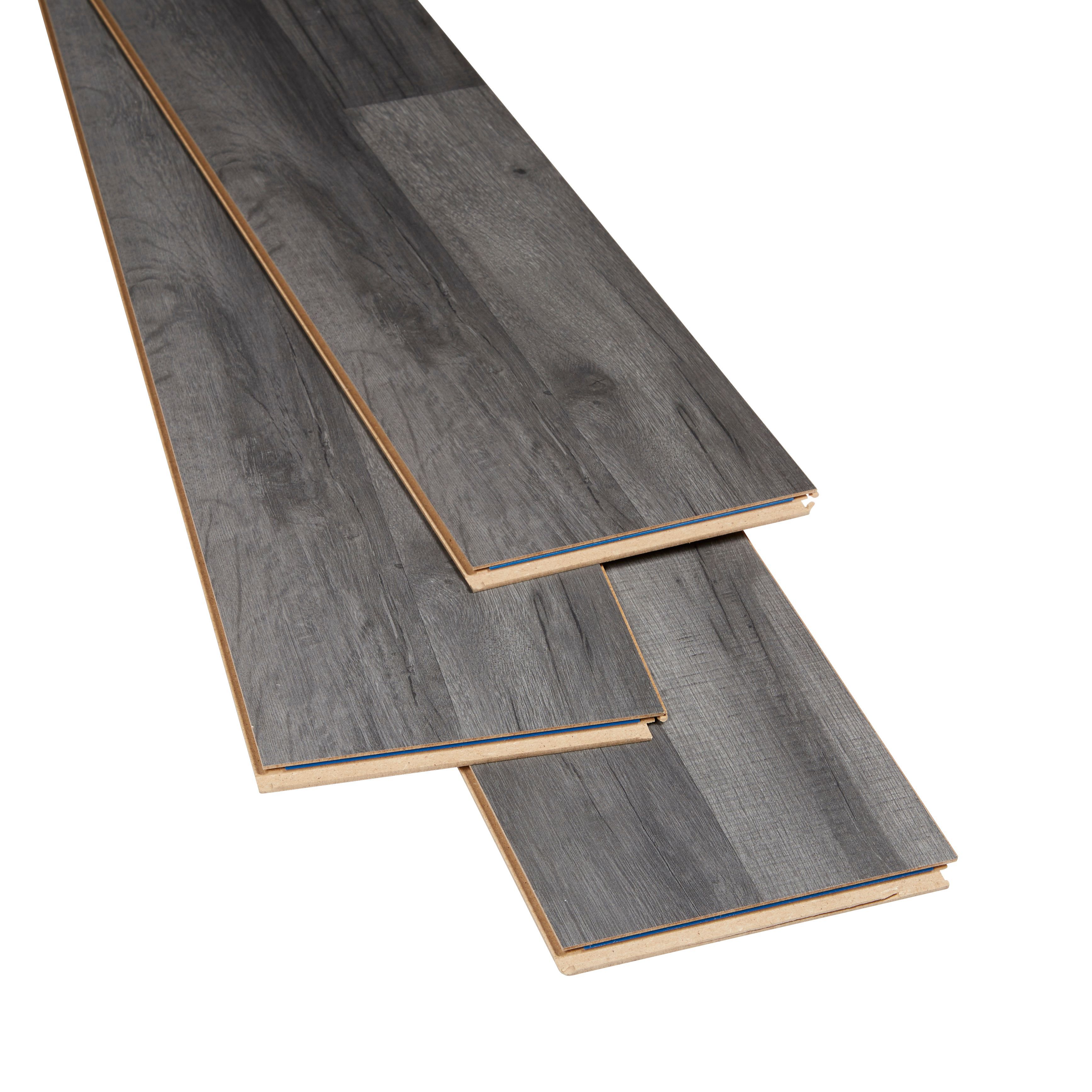 GoodHome Bairnsdale Dark grey Oak effect Laminate Flooring Sample