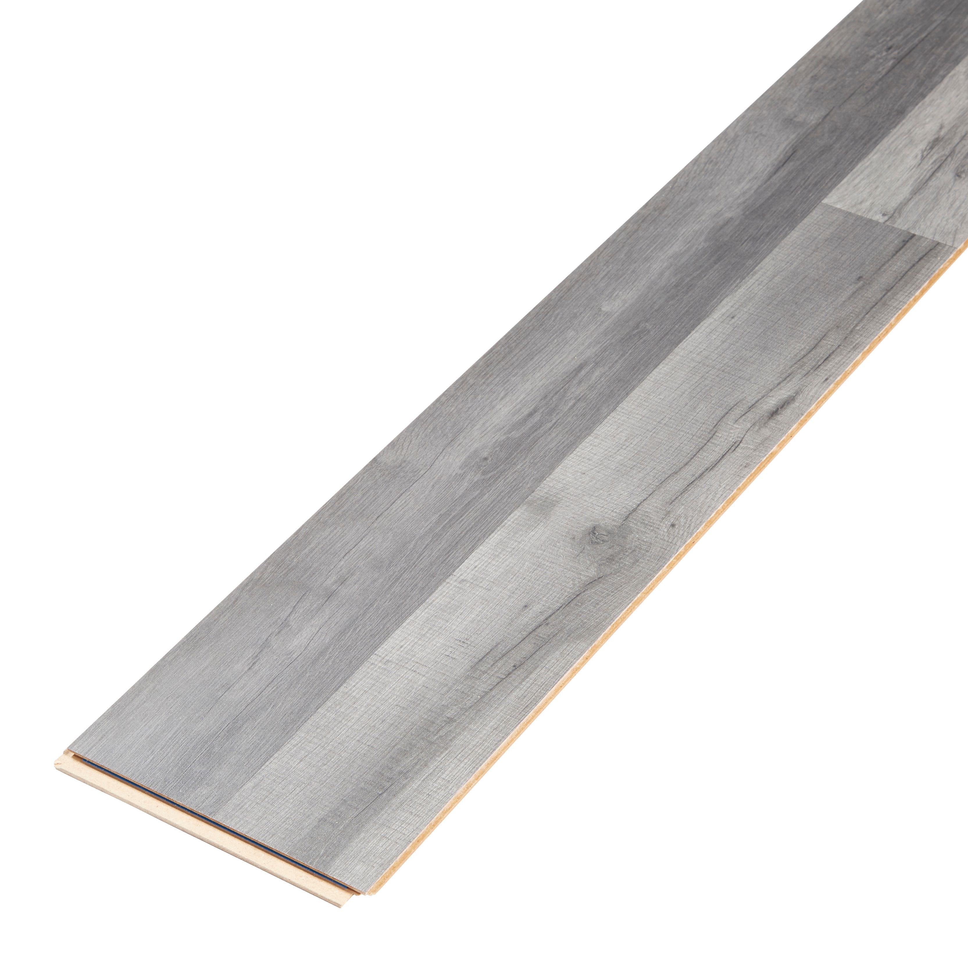 GoodHome Bairnsdale Dark grey wood Laminate Flooring, 1.996m² Pack of 8