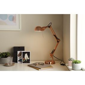 GoodHome Bakossi Copper effect Table light