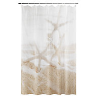 GoodHome Balka Beige Starfish Shower curtain (L)1800mm