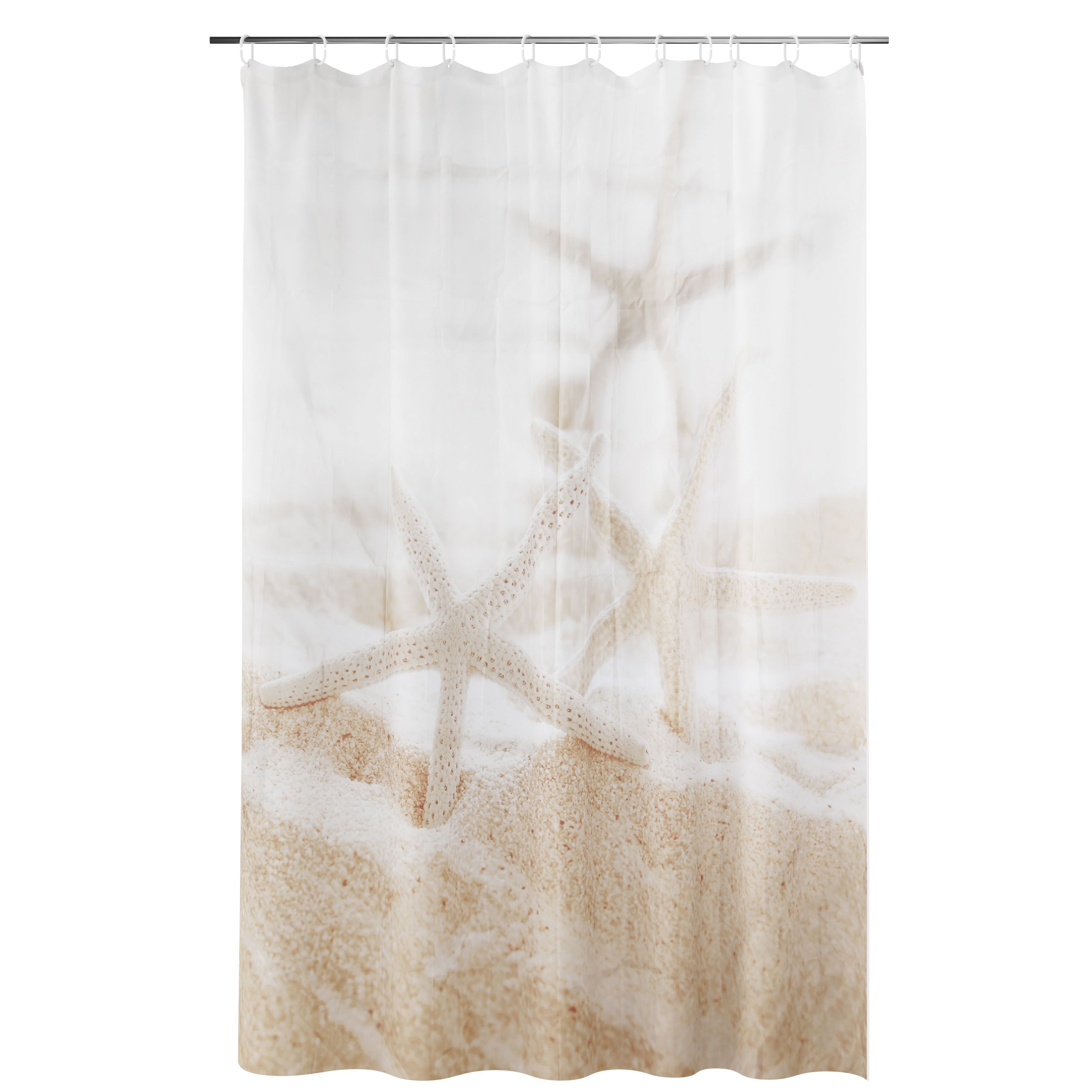 GoodHome Balka Beige Starfish Shower curtain (W)180cm