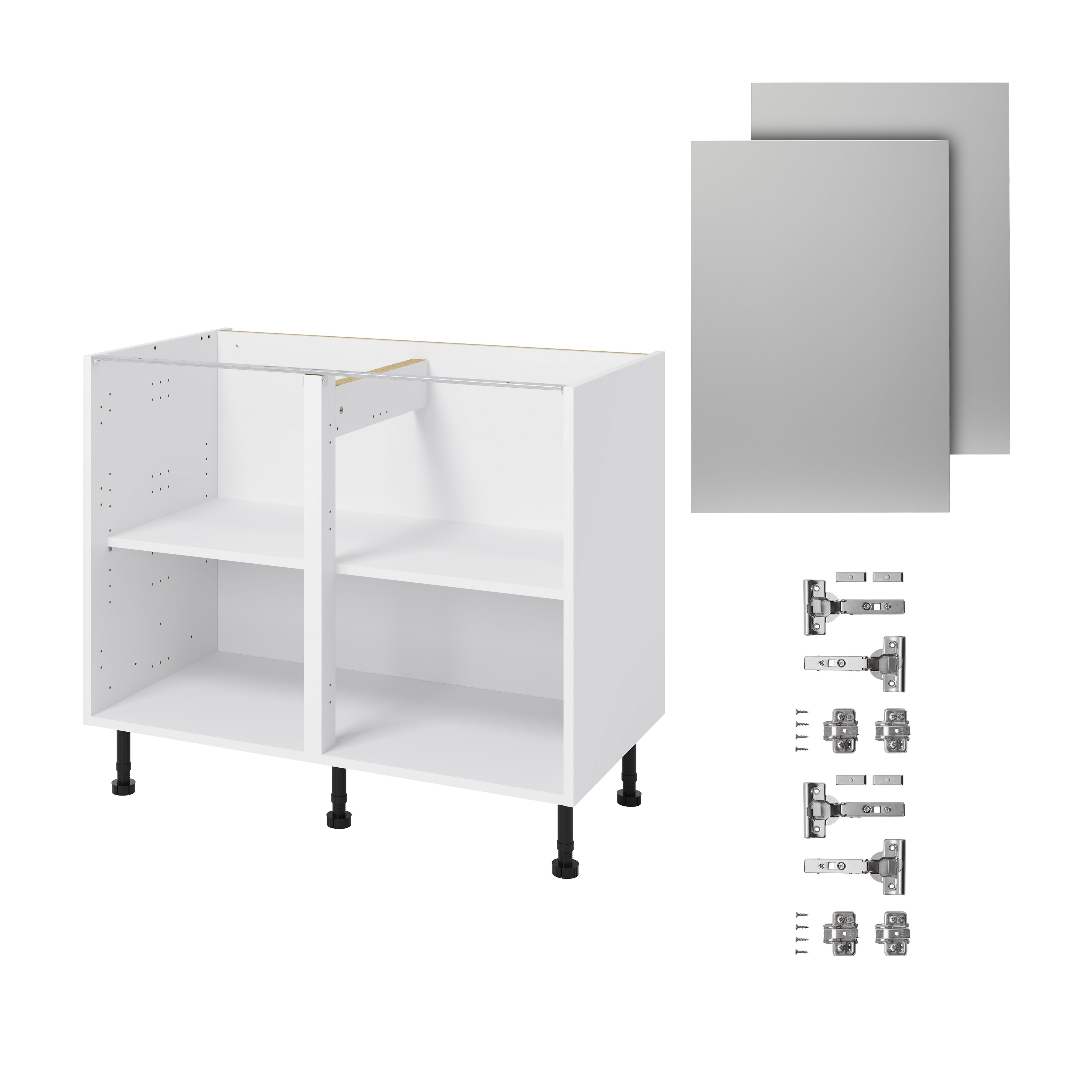 GoodHome Balsamita Matt grey Base Kitchen cabinet (W) 1000mm (H)720mm