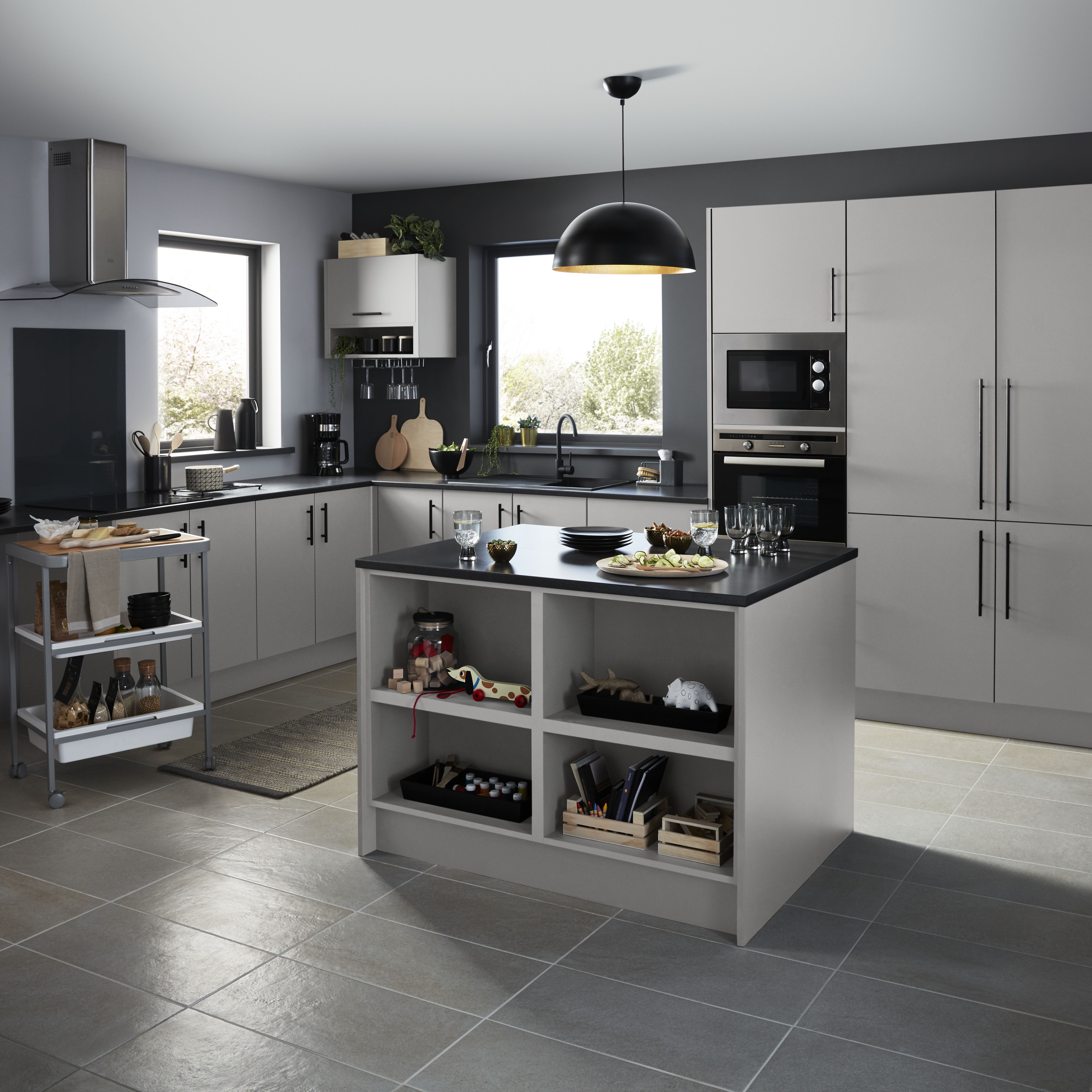GoodHome Balsamita Matt grey Base Kitchen cabinet (W) 1000mm (H)720mm