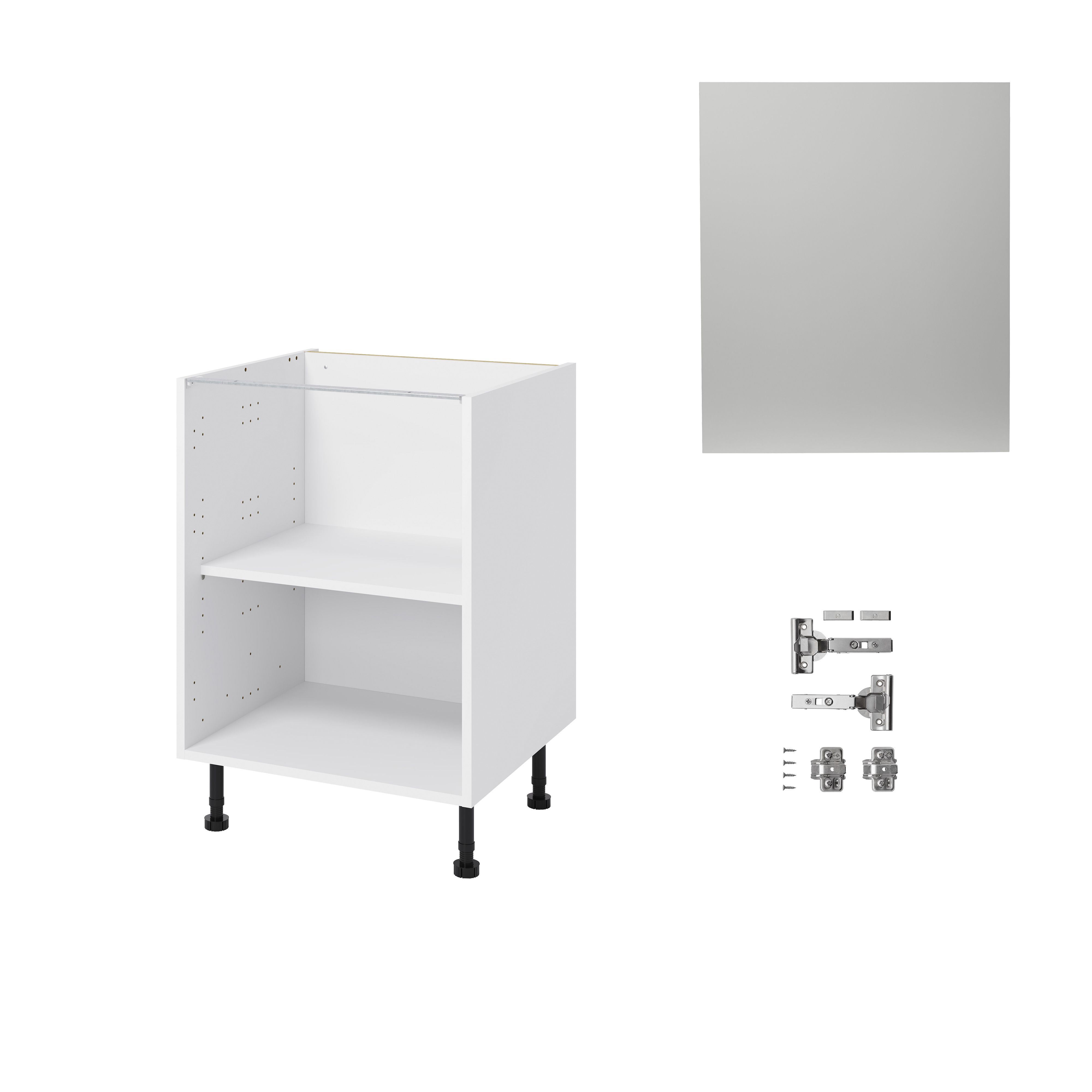 GoodHome Balsamita Matt grey slab Base Kitchen cabinet (W)600mm (H)720mm