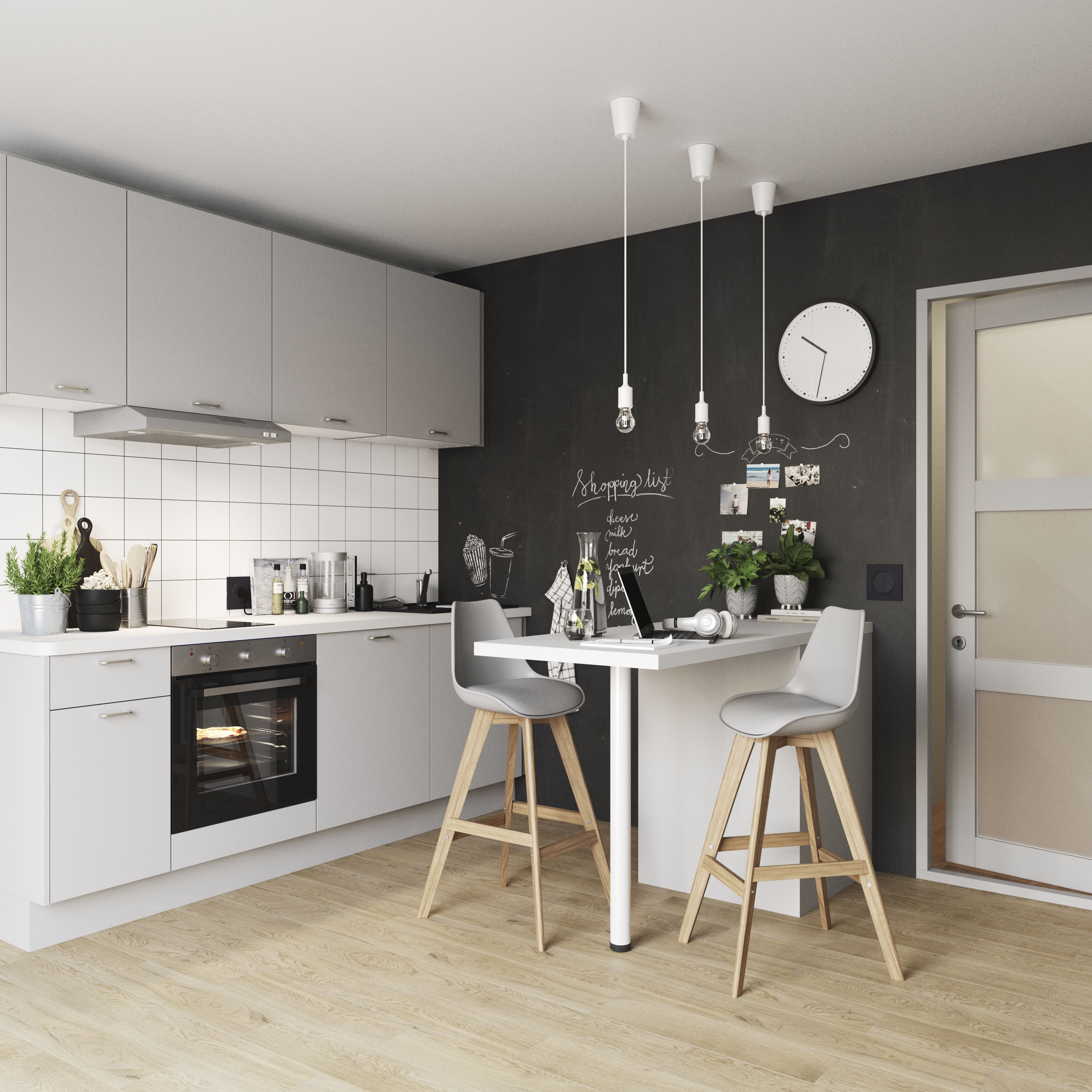 GoodHome Balsamita Matt grey slab Standard End panel (H)960mm (W)360mm