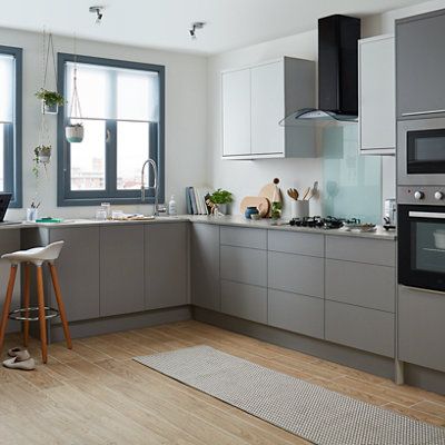 GoodHome Balsamita Matt grey slab Standard End panel (H)960mm (W)360mm