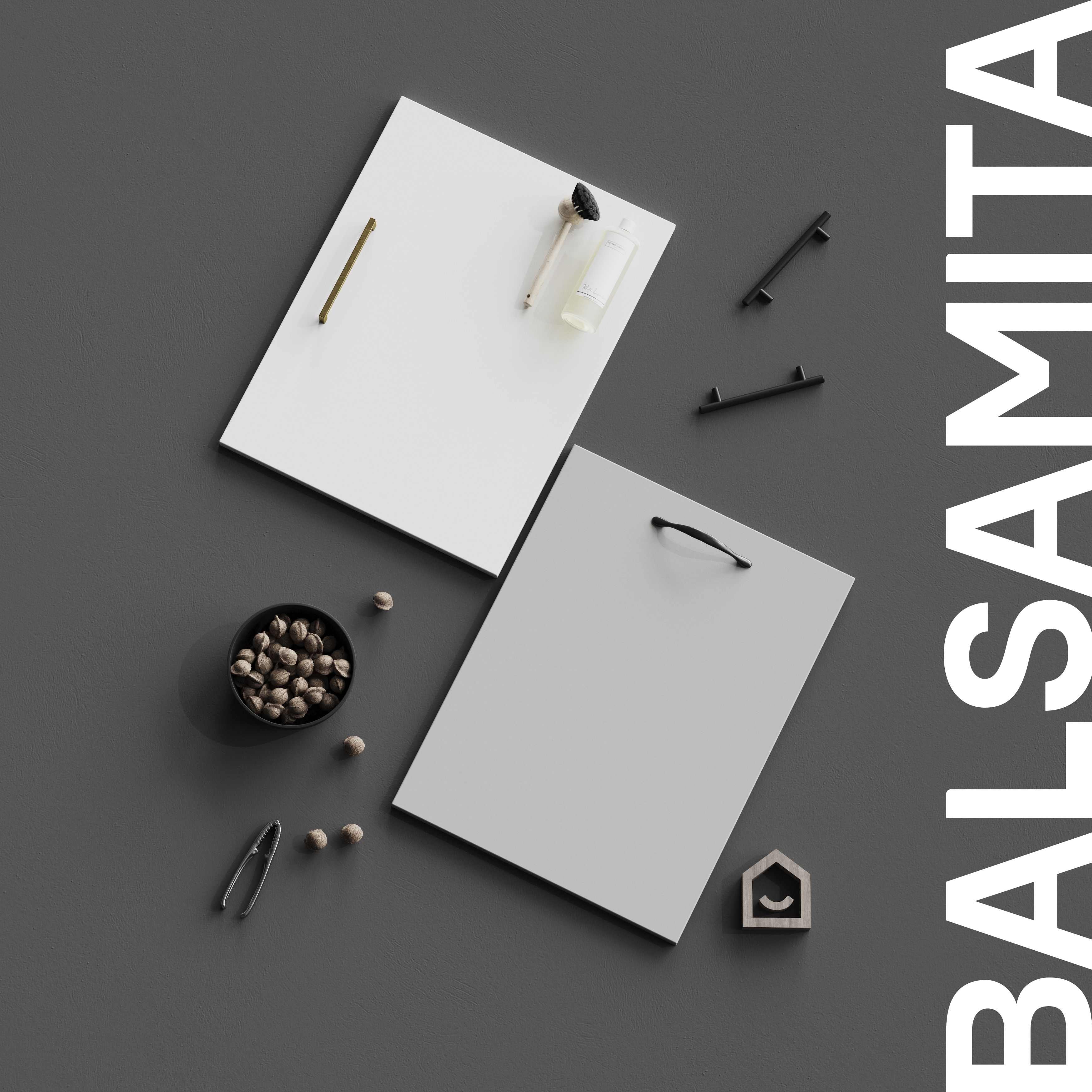 GoodHome Balsamita Matt grey slab Standard End panel (H)960mm (W)360mm