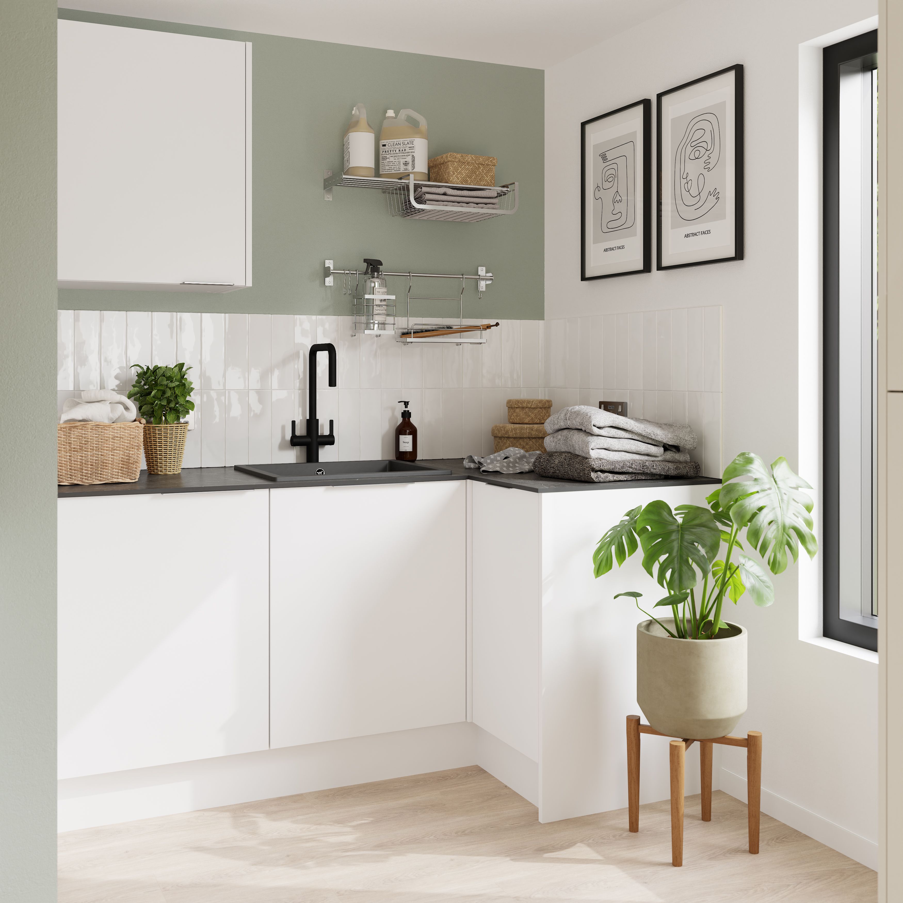 GoodHome Balsamita Matt white Highline Cabinet door (W)500mm (H)715mm (T)16mm