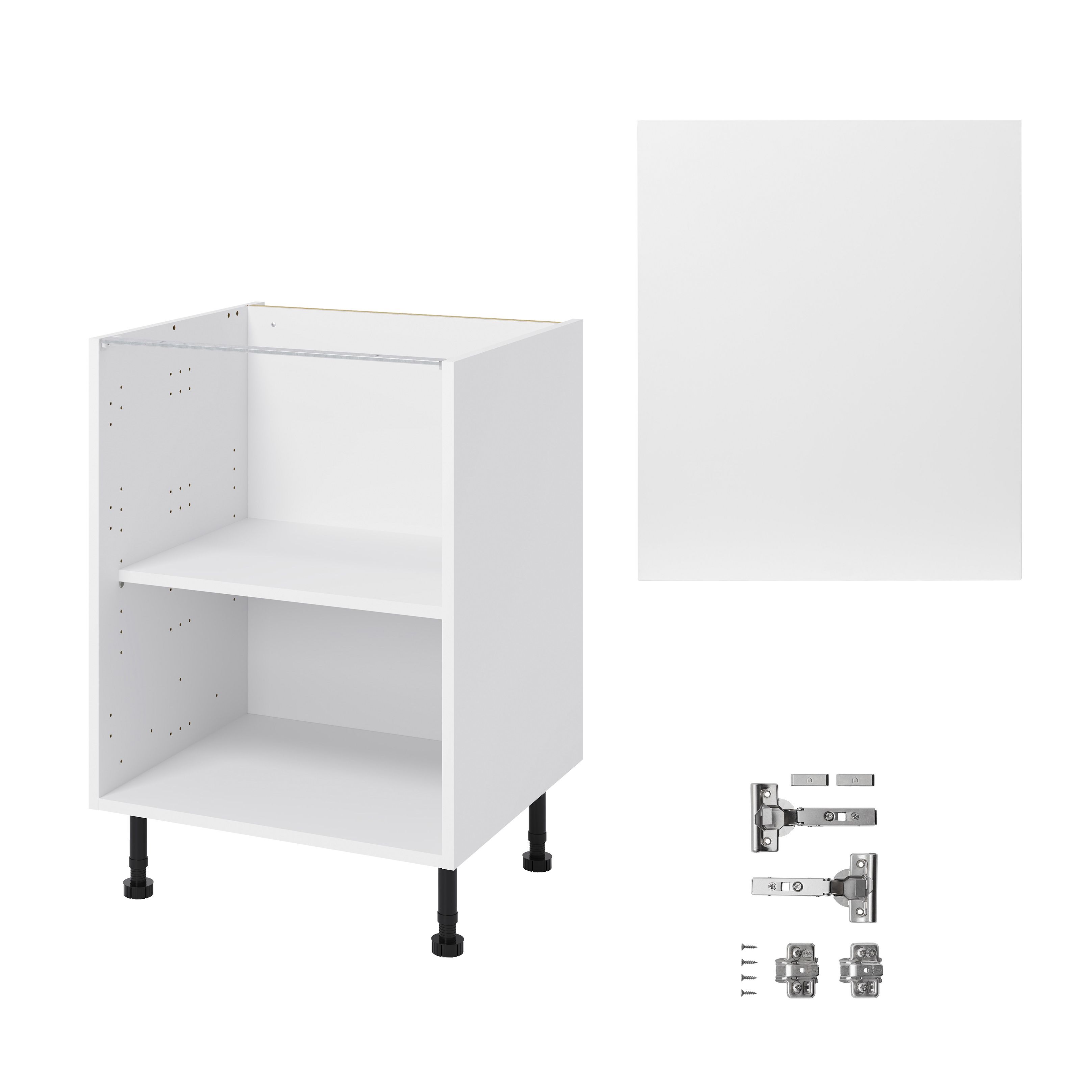GoodHome Balsamita Matt white slab Base Kitchen cabinet (W)600mm (H)720mm