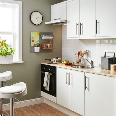GoodHome Balsamita Matt white Slab Drawer front, bridging door & bi-fold door 600mm