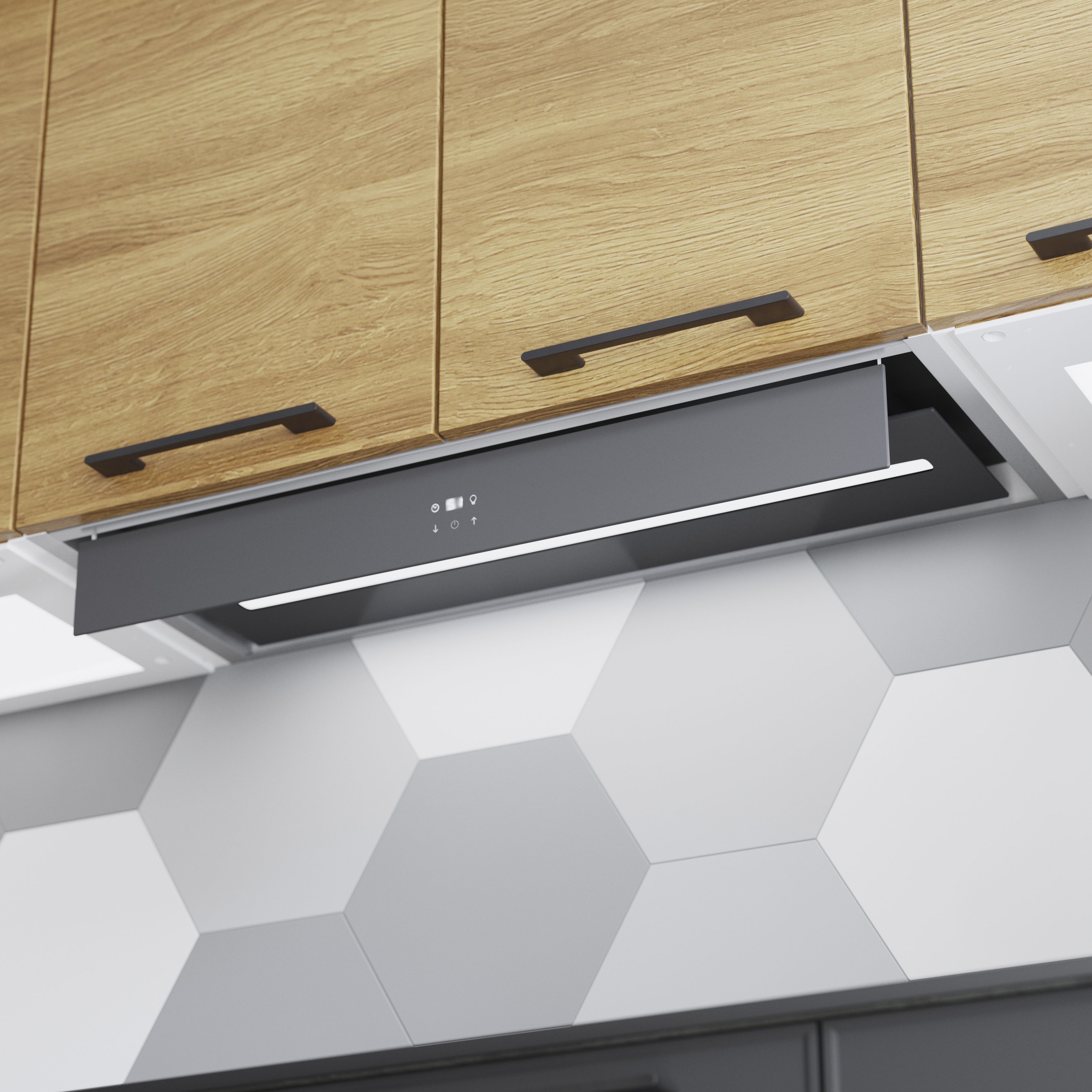 GoodHome Bamia GHIH80 Glass Inset Cooker hood (W)80cm - Gloss black