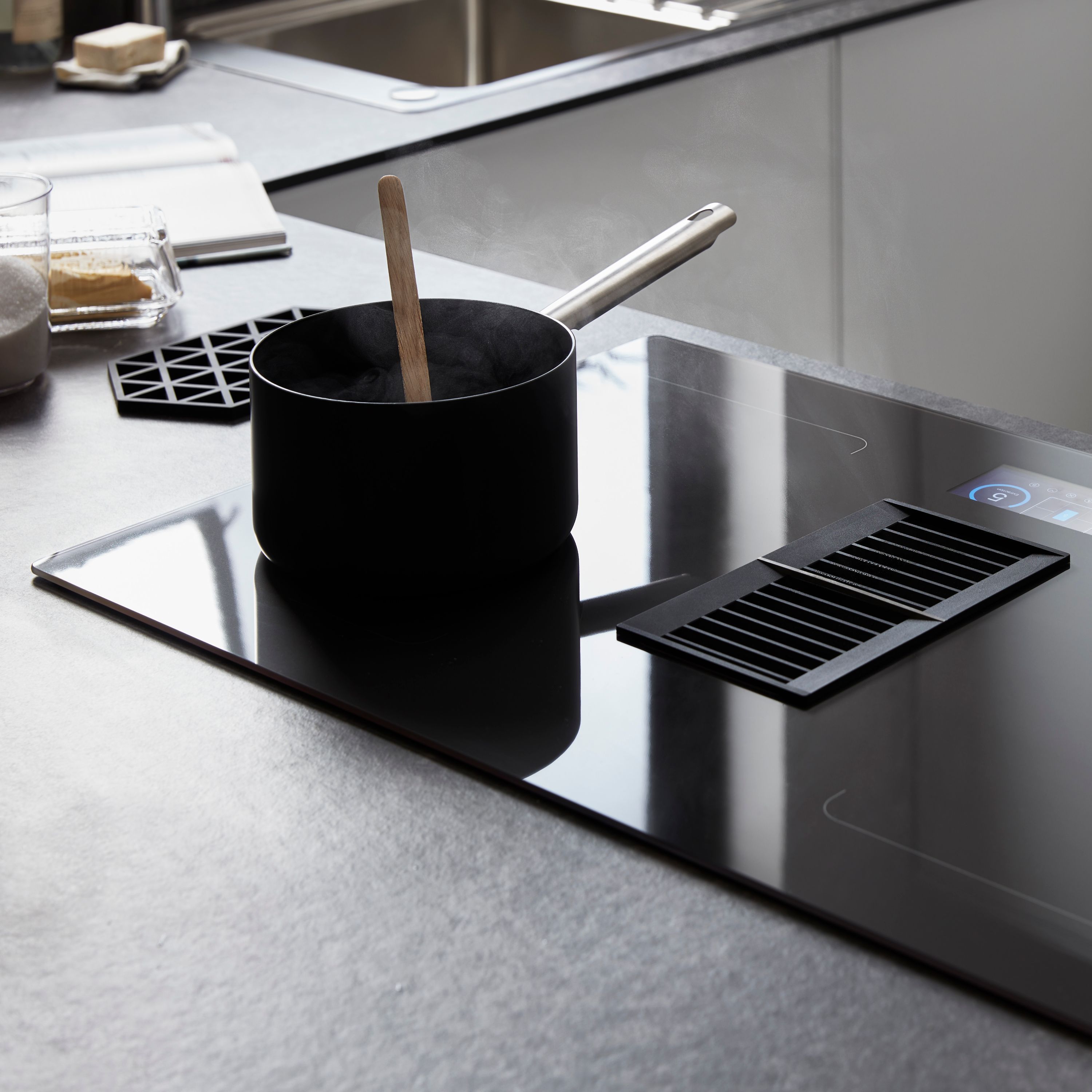 GoodHome Bamia GHIHEF77 4 burner Induction Hob 77cm - Black