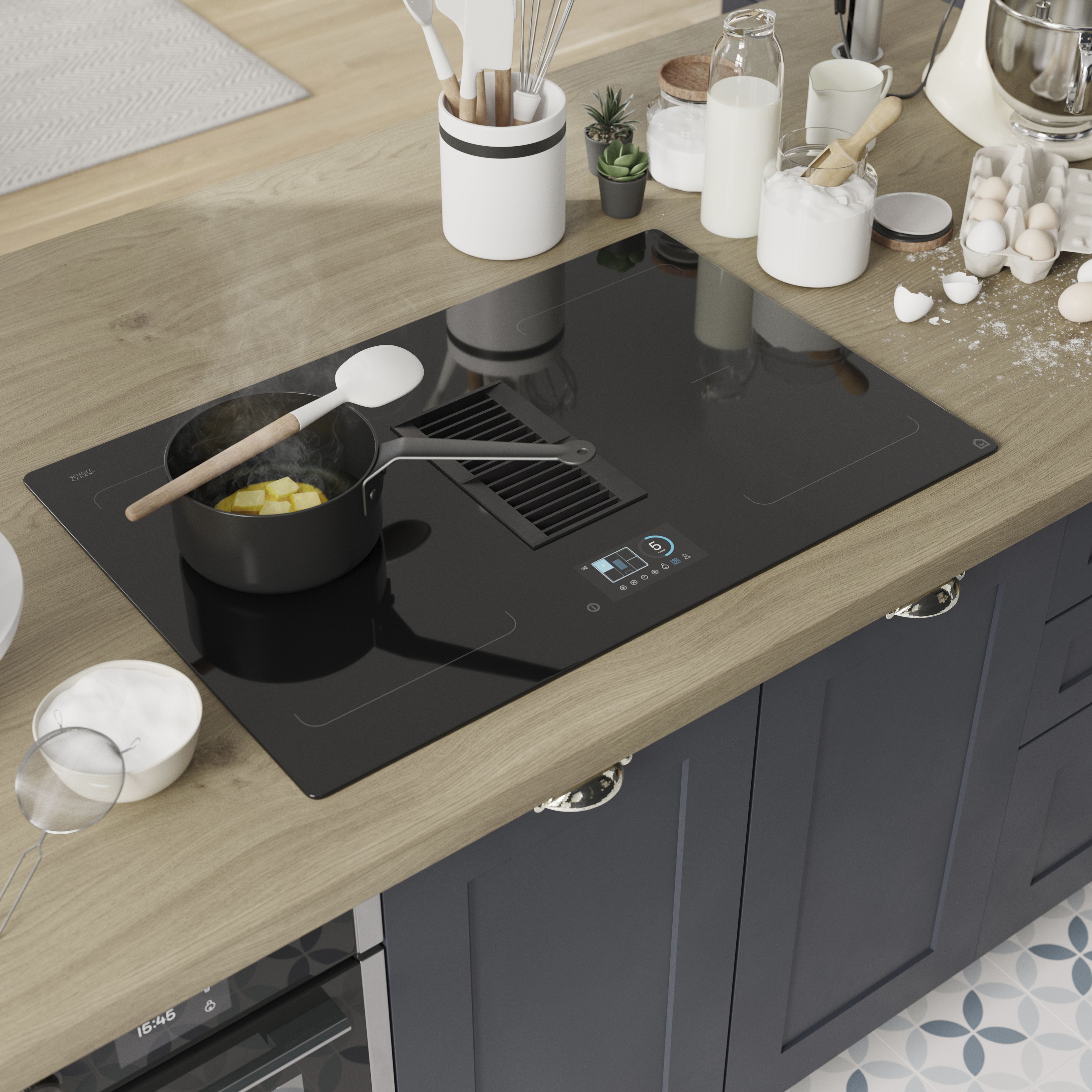 GoodHome Bamia GHIHEF77 4 burner Induction Hob 77cm - Black