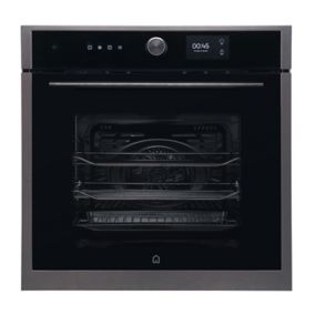 GoodHome Bamia GHMF71 Built-in Single Multifunction Oven - Brushed black stainless steel effect
