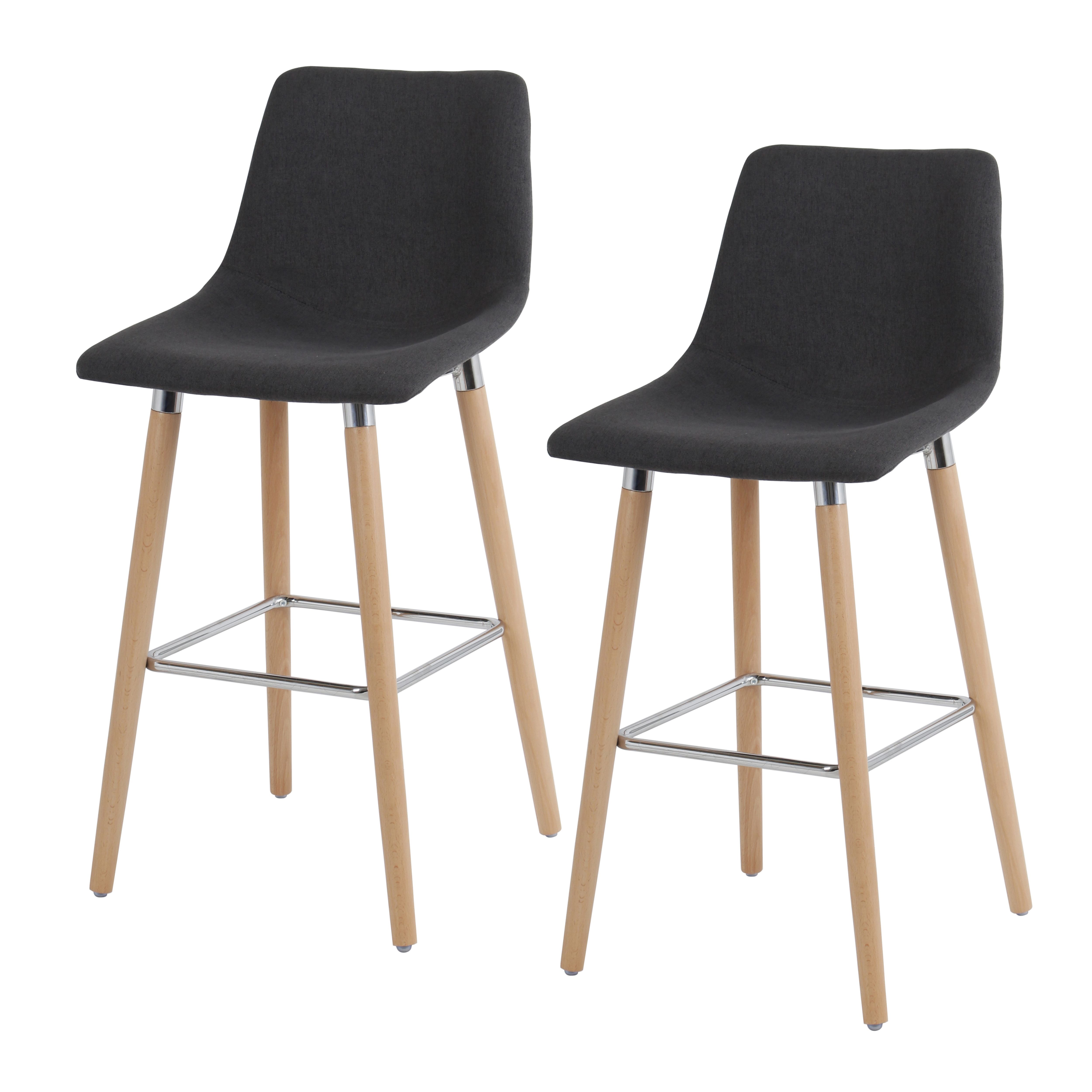 GoodHome Bandel Dark grey Fabric Bar stool, Pack of 2 DIY at B&Q