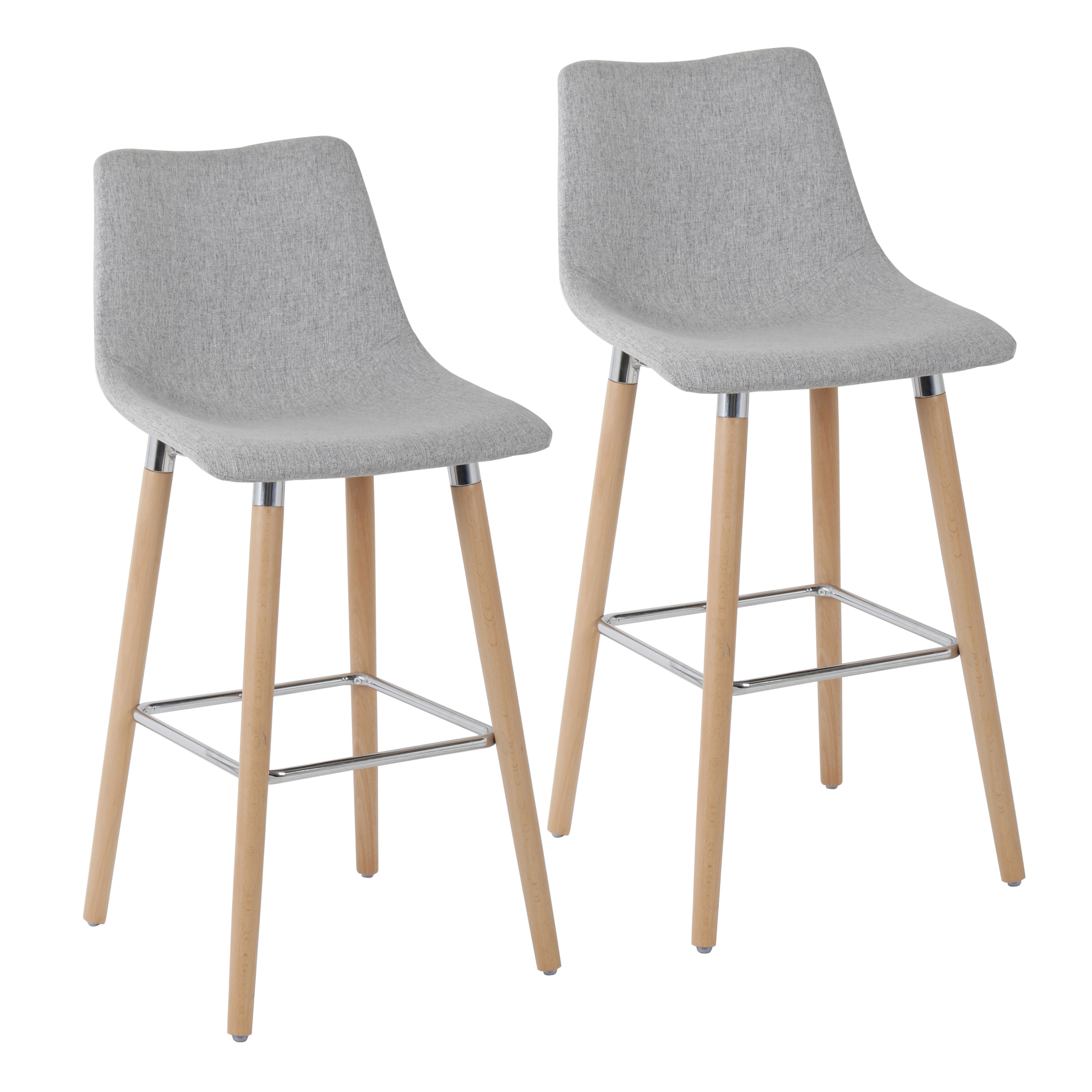 GoodHome Bandel Light grey Bar stool Pack of 2 DIY at B Q