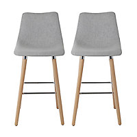 GoodHome Bandel Light grey Fabric Bar stool, Pack of 2