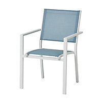 GoodHome Barbana Metal Arona Blue & white Armchair