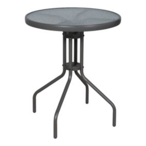 GoodHome Bari Brown 2 seater Non-extendable Round Bistro table Tempered Glass Tabletop