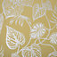GoodHome Barnsley Ochre Leaves Metallic effect Textured Wallpaper